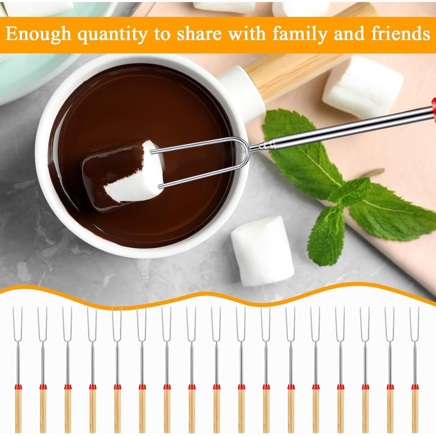 24 Palos de S'mores Retráctiles + Etiquetas + Cuerda - Fiesta