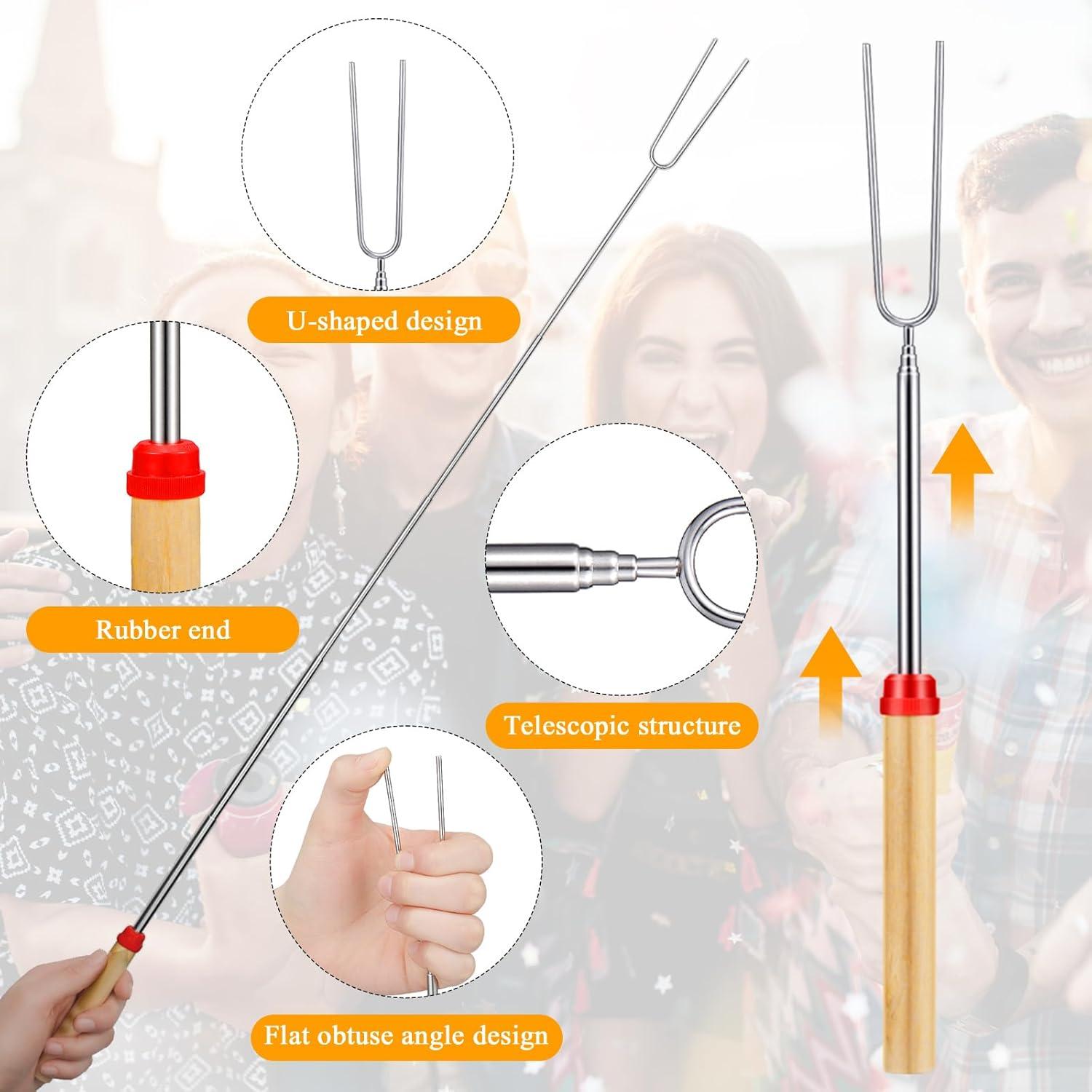 24 Palos de S'mores Retráctiles + Etiquetas + Cuerda - Fiesta