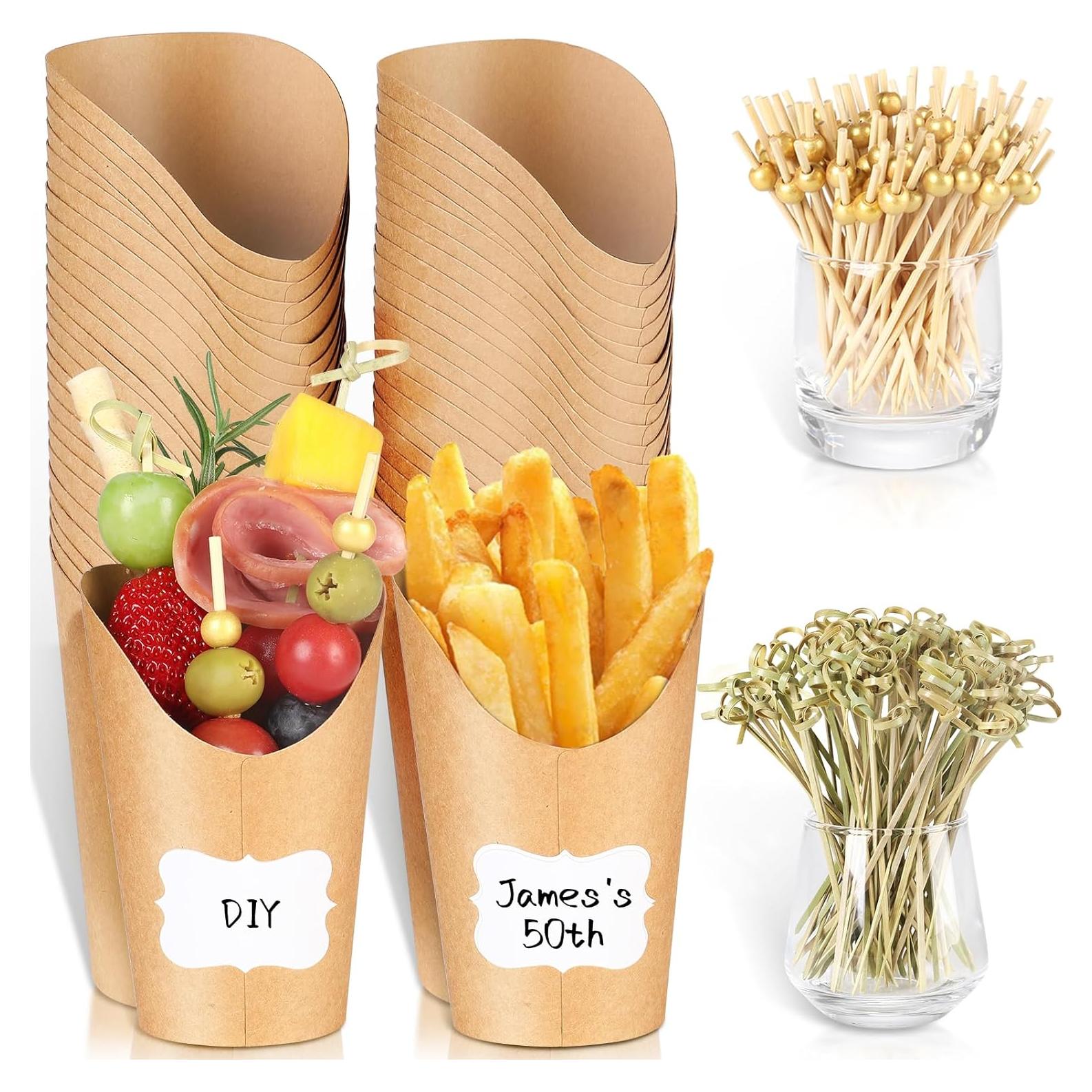 50 Tazas de Charcutería SEANSDA + 200 Palillos + 50 Etiquetas