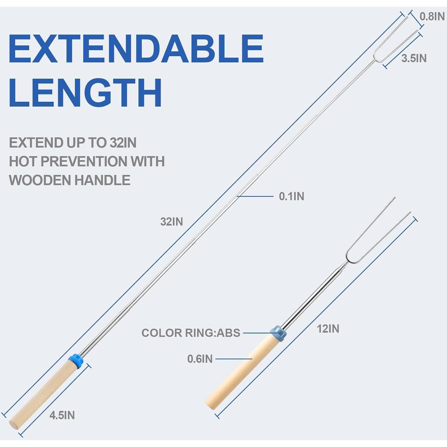 Juego de Palos para Asar Malvaviscos TIPTAP 10PCS Extensibles