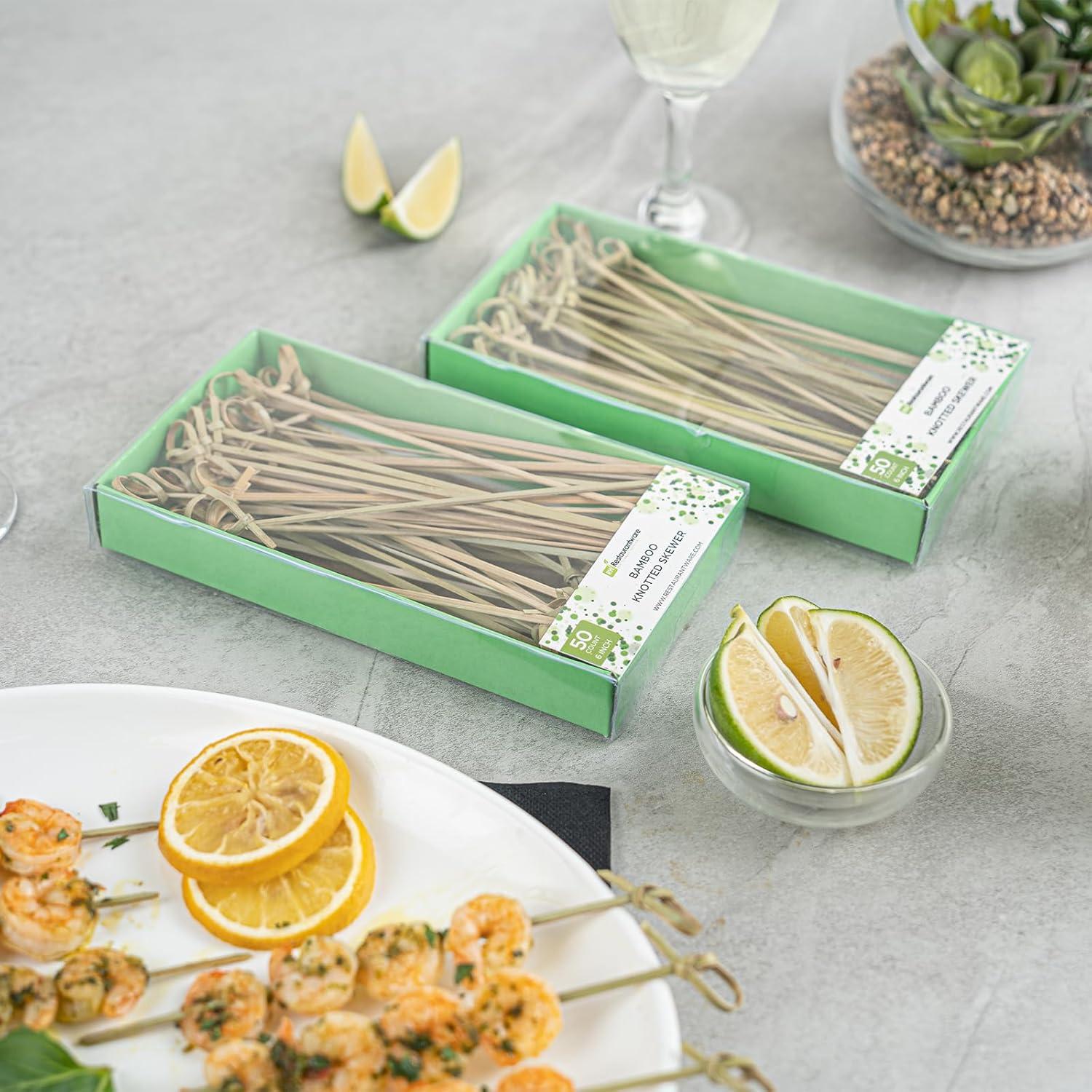 Palillos de Bambú Anudados Restaurantware 15 cm - 50 Unidades