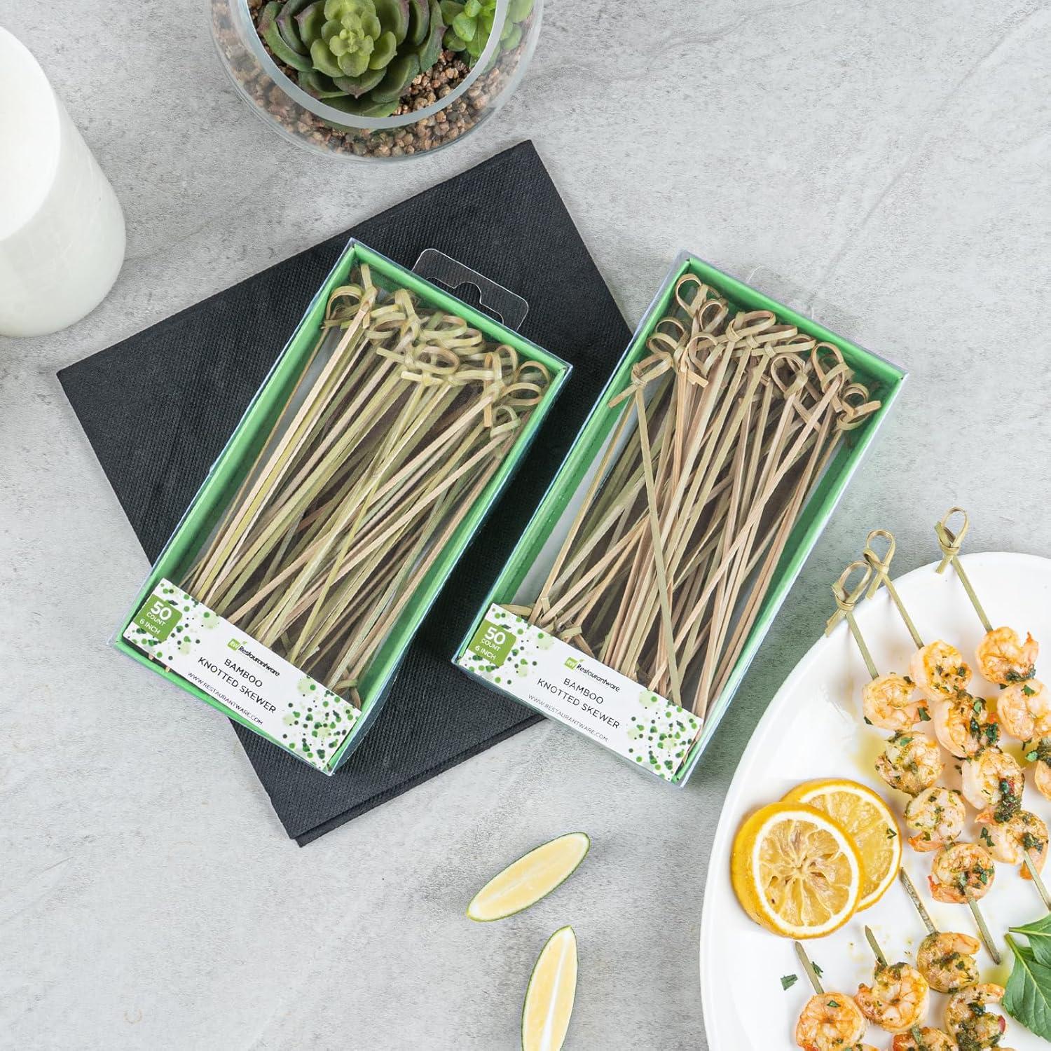 Palillos de Bambú Anudados Restaurantware 15 cm - 50 Unidades