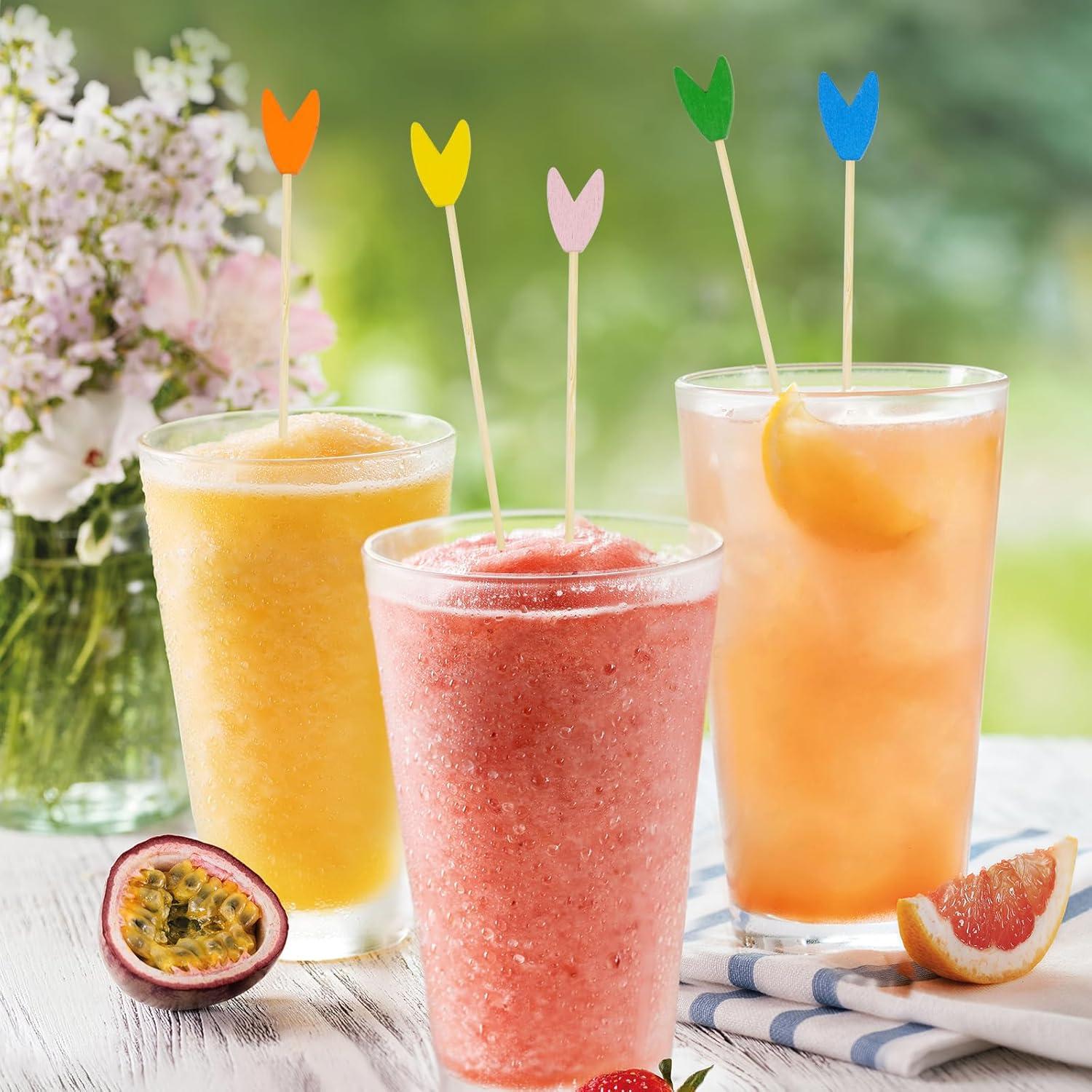 100 Palillos de Cóctel Tulipán de Bambú 11.94 cm para Aperitivos