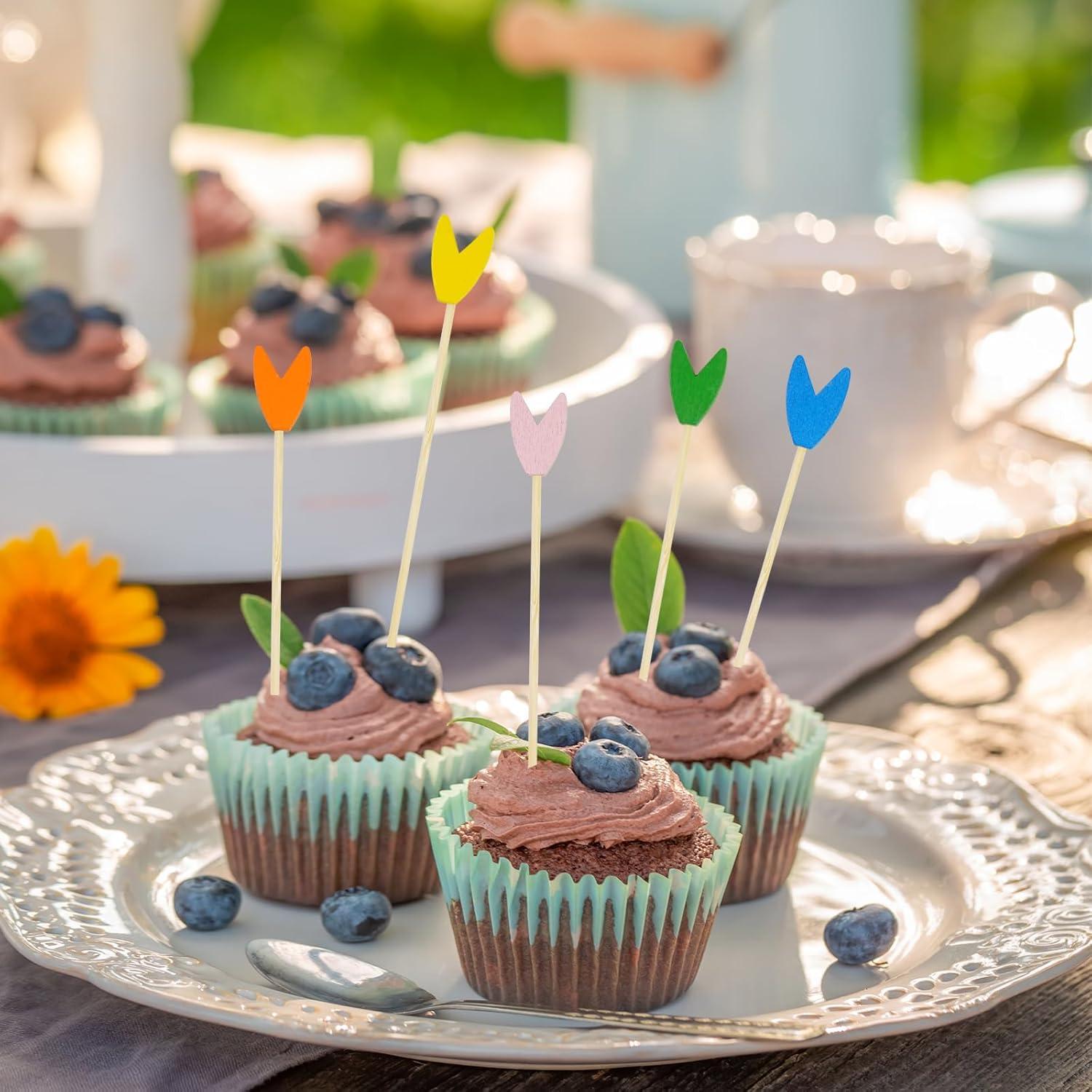 100 Palillos de Cóctel Tulipán de Bambú 11.94 cm para Aperitivos