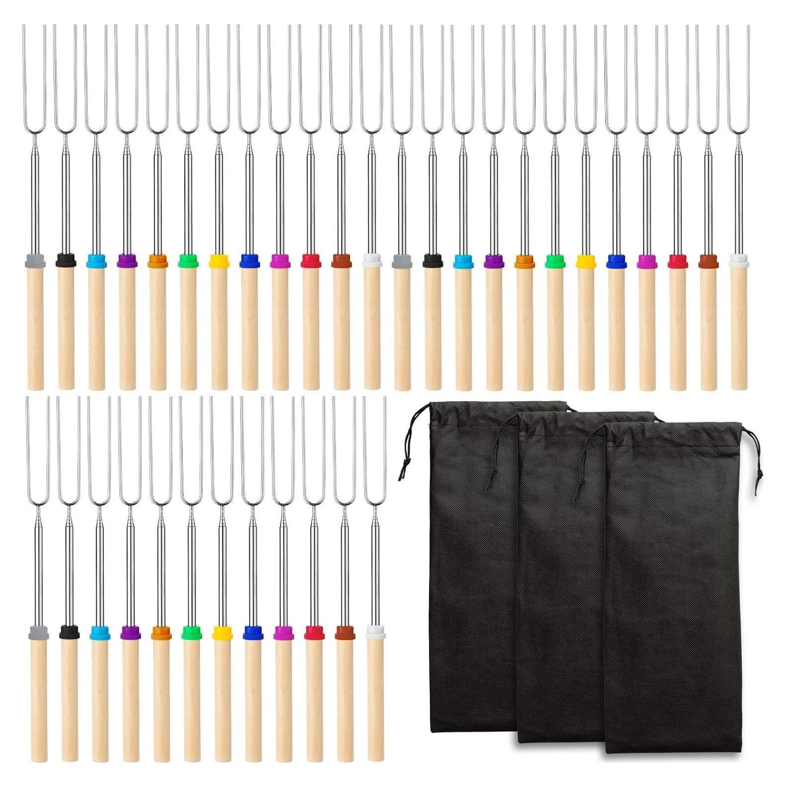 36 Palos para Asar Malvaviscos Eccliy 81 cm Retráctiles