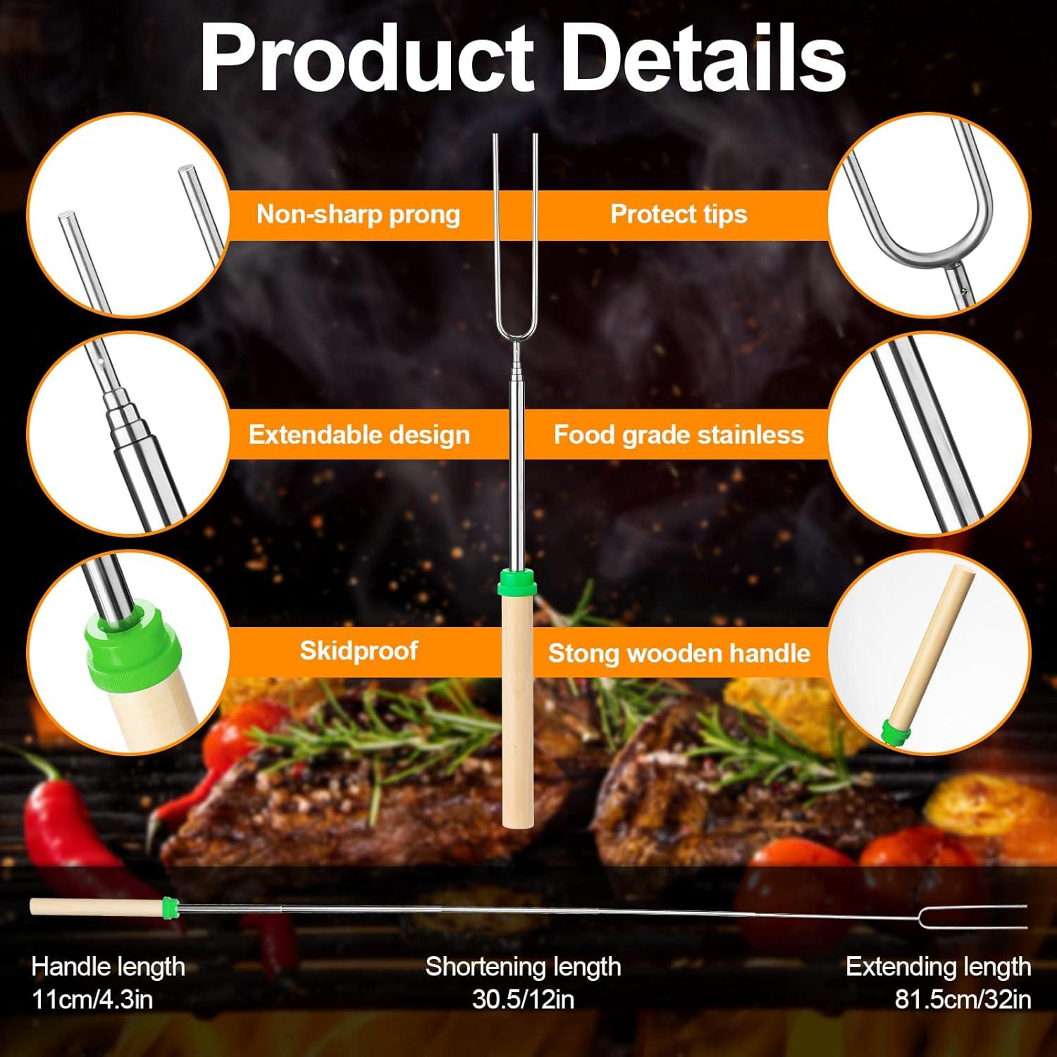 36 Palos para Asar Malvaviscos Eccliy 81 cm Retráctiles