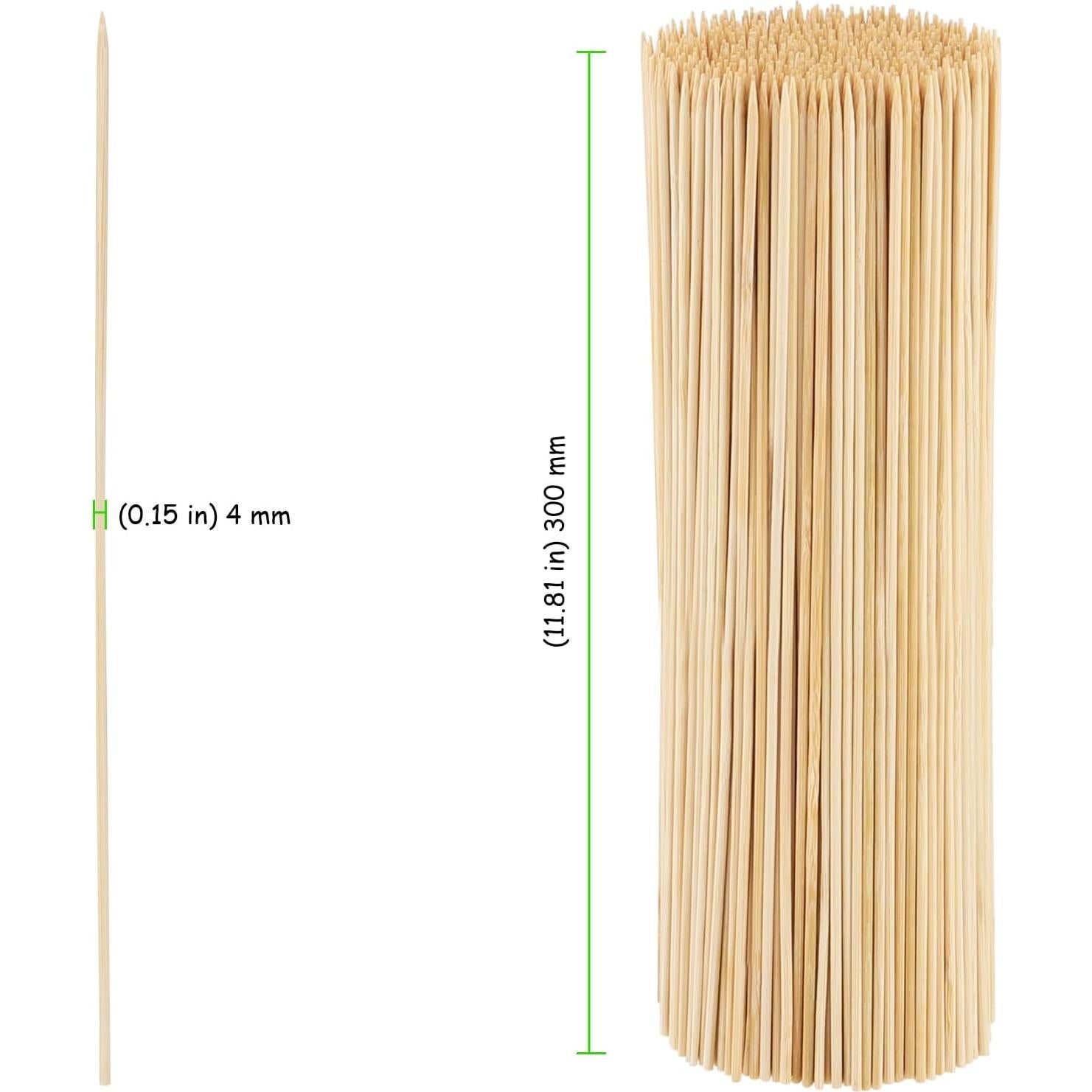 1200 Palitos de Bambú Natural 30 cm para BBQ y Aperitivos