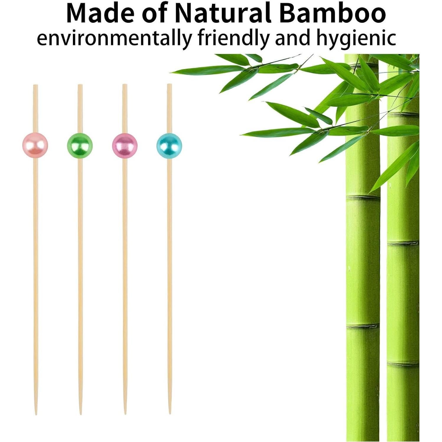 Palillos de cóctel de bambú 100 unidades 11.9 cm decorativos