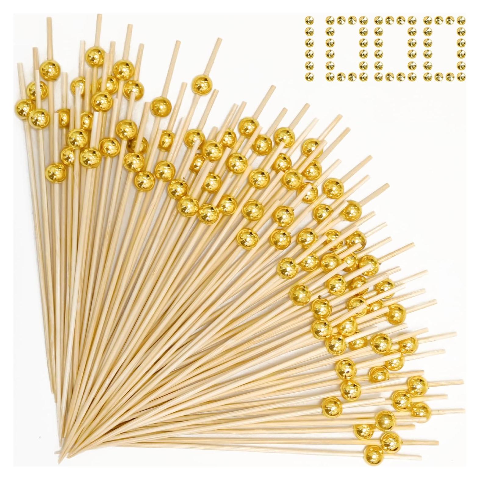 Palillos de Cóctel de Bambú ATZNZIK 1000 Piezas 11.94 cm Dorado