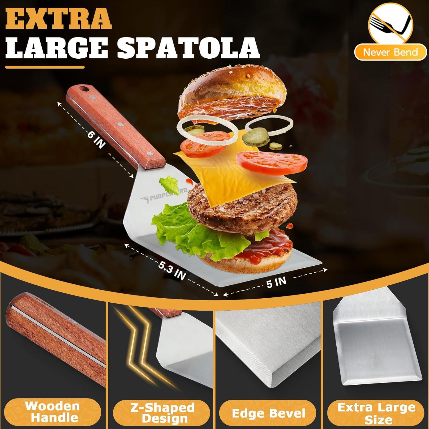 Kit de Prensa para Hamburguesas PURPLEBIRD 3 Piezas Acero Inoxidable