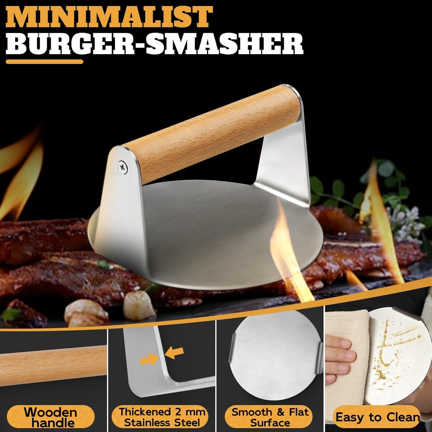 Kit de Prensa para Hamburguesas PURPLEBIRD 3 Piezas Acero Inoxidable