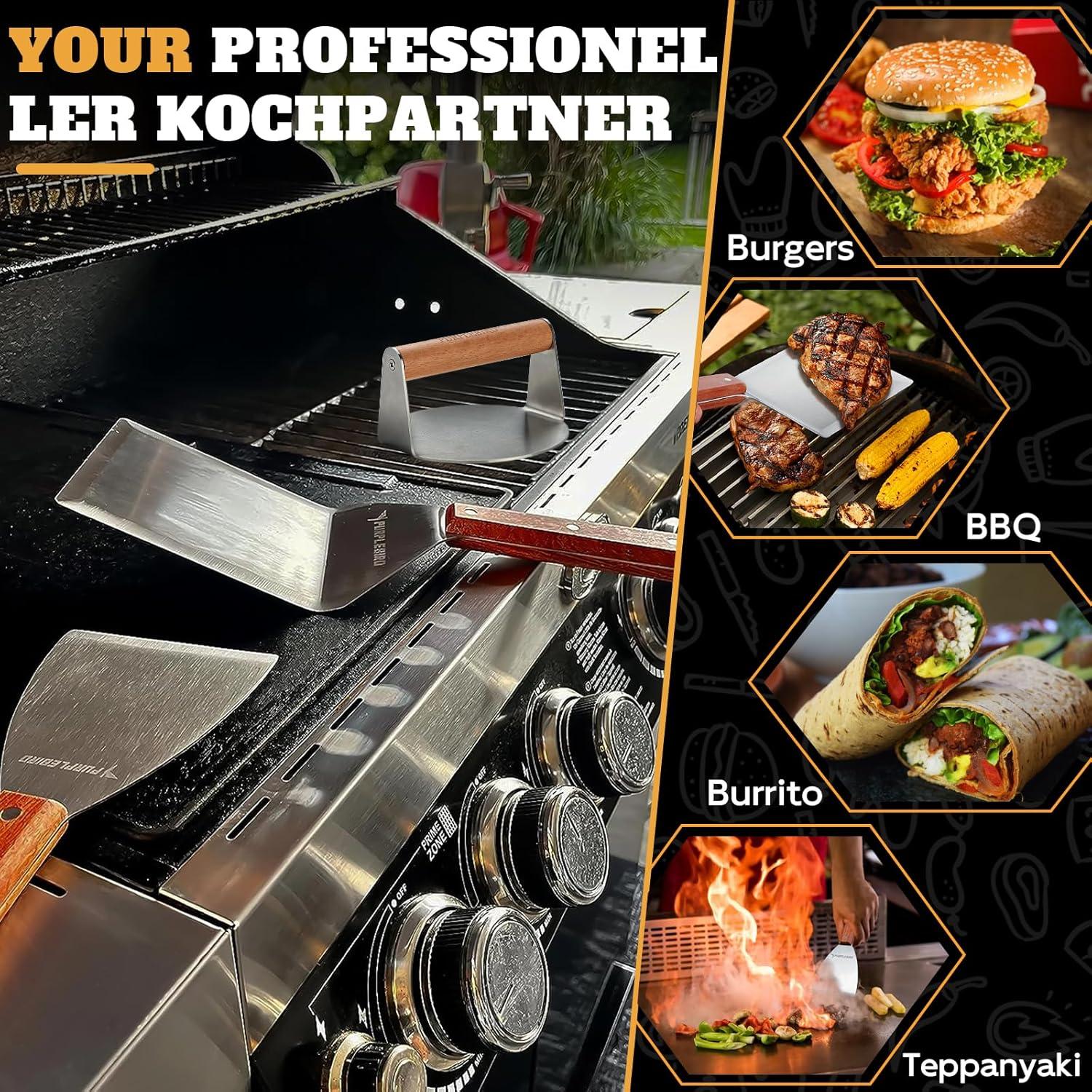 Kit de Prensa para Hamburguesas PURPLEBIRD 3 Piezas Acero Inoxidable