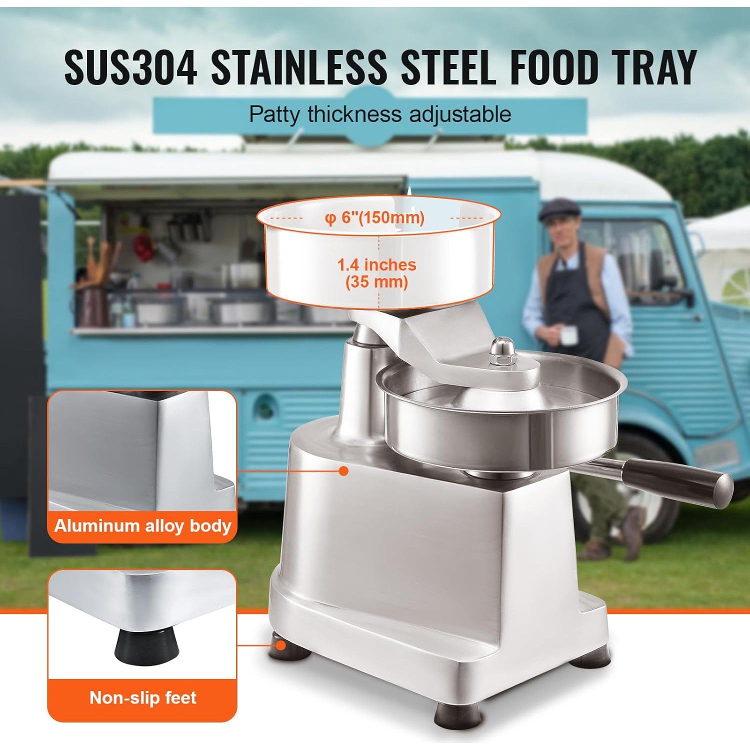 Fabricante de Hamburguesas VEVOR JKH-150 Acero Inoxidable 150mm