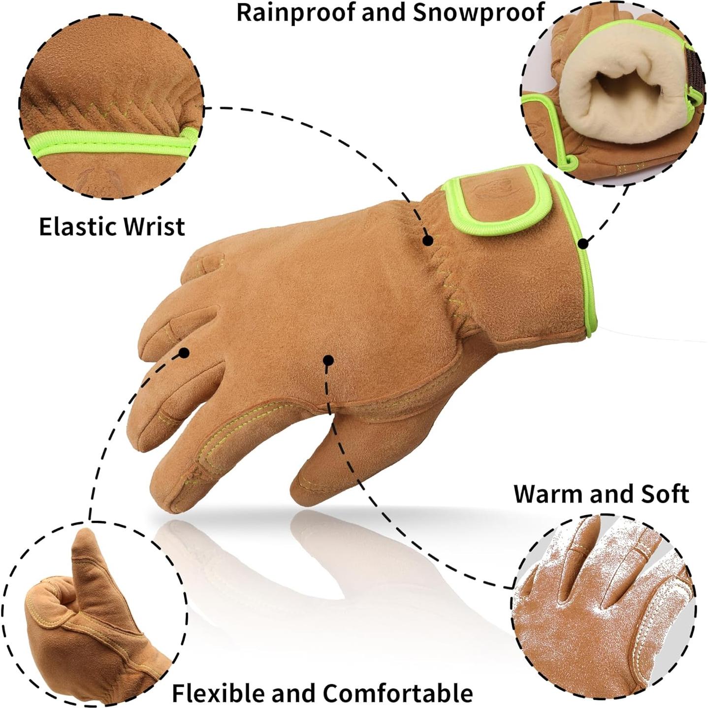 Guantes de Trabajo K-Koying de Cuero Aislados para Invierno