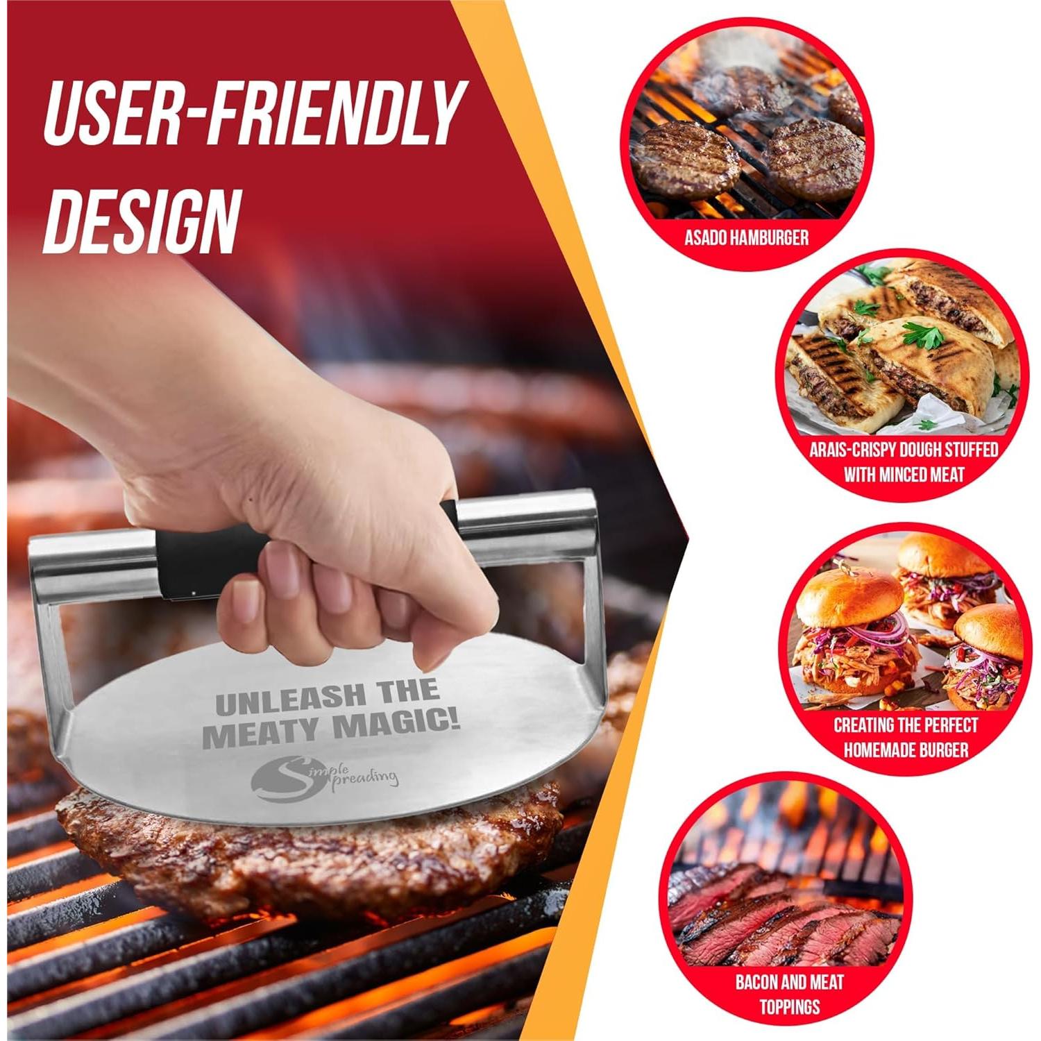 Prensa de Hamburguesas de Acero Inoxidable Simple 14 cm