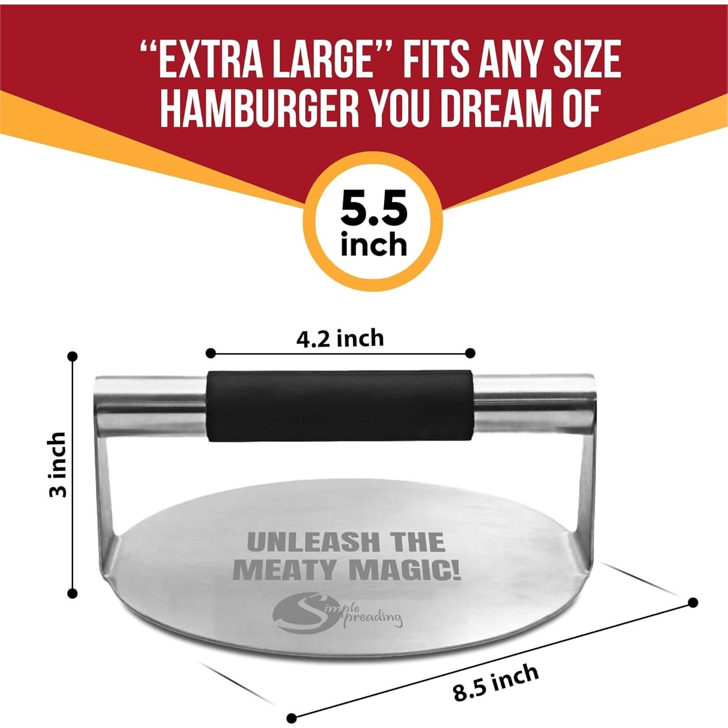 Prensa de Hamburguesas de Acero Inoxidable Simple 14 cm