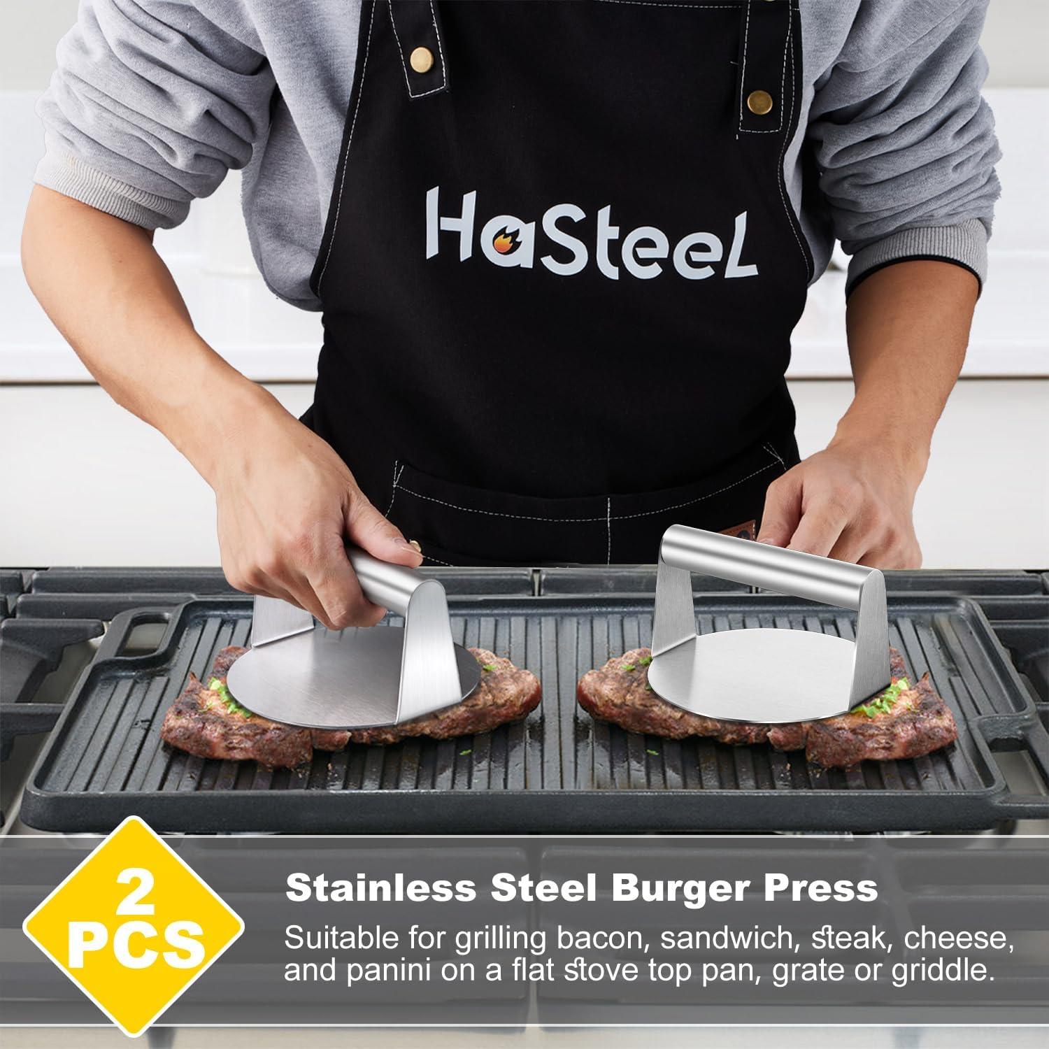 Prensa de Hamburguesas HaSteeL 2 Piezas Acero Inoxidable 14cm