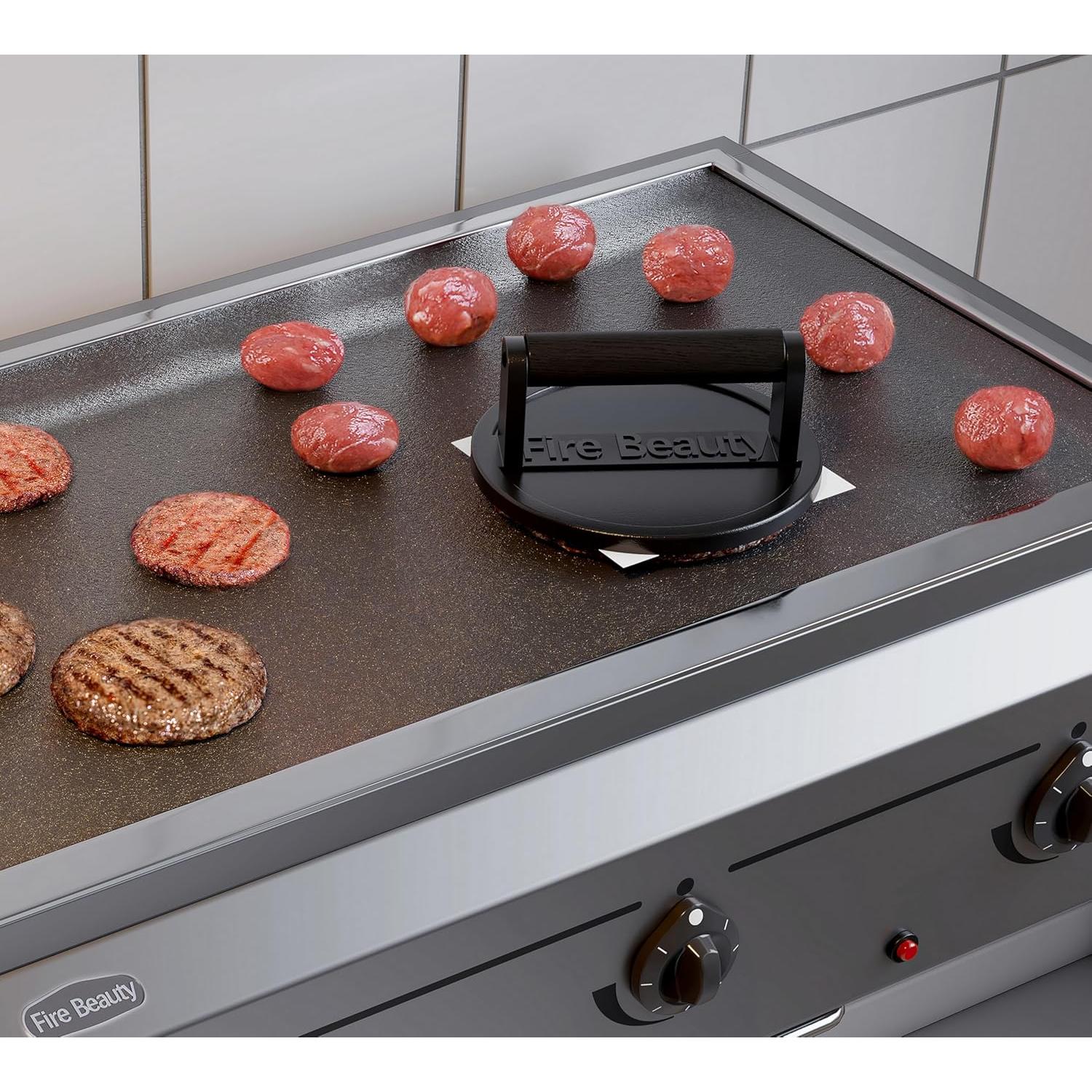 Prensa de Hamburguesas Fire Beauty, Hierro Fundido 16.5 cm