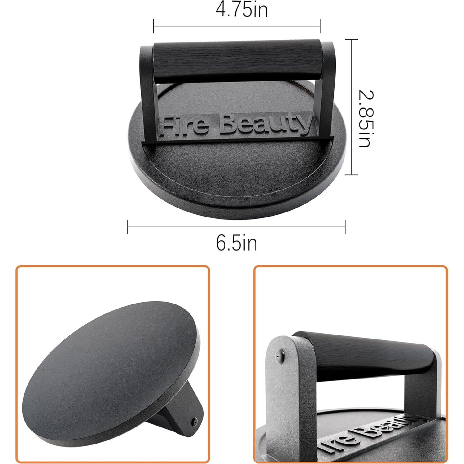 Prensa de Hamburguesas Fire Beauty, Hierro Fundido 16.5 cm