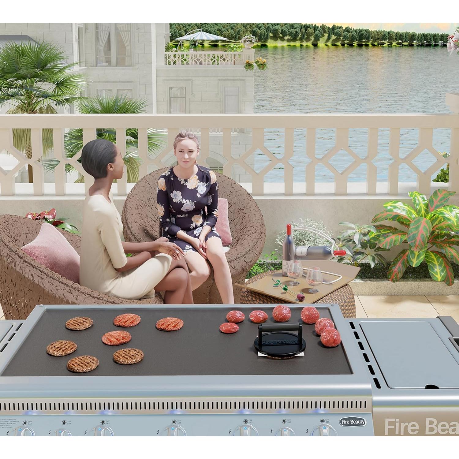 Prensa de Hamburguesas Fire Beauty, Hierro Fundido 16.5 cm