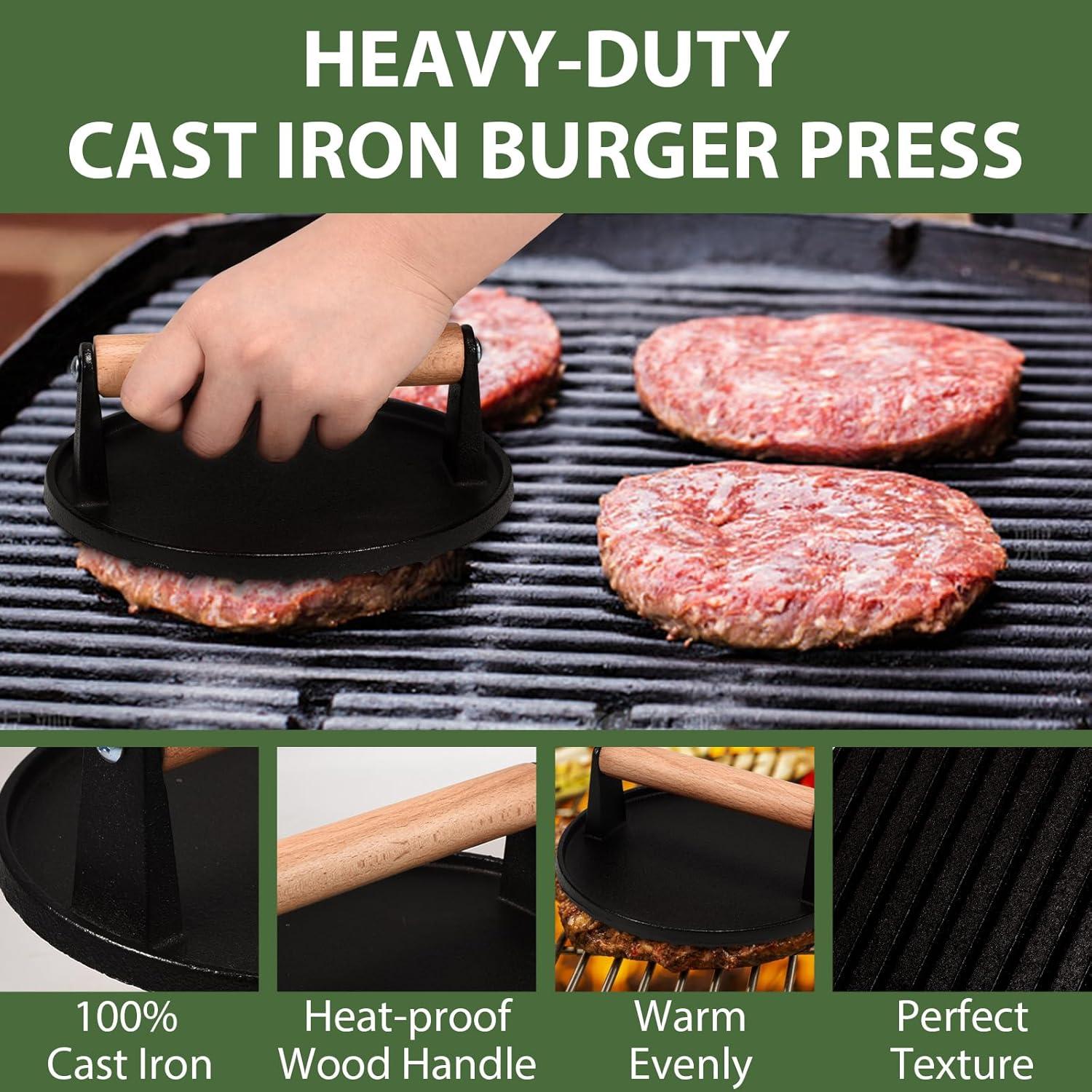 Kit Smash Burger EWFEN - Prensa Hierro Fundido + Espátula