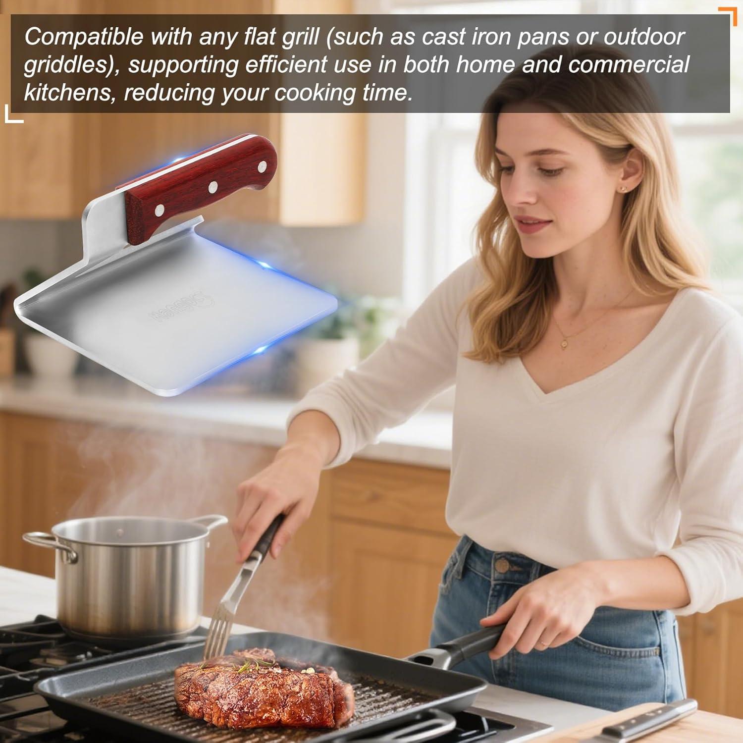 Prensa de Hamburguesas Acero Inoxidable Mango Madera 12.7 cm