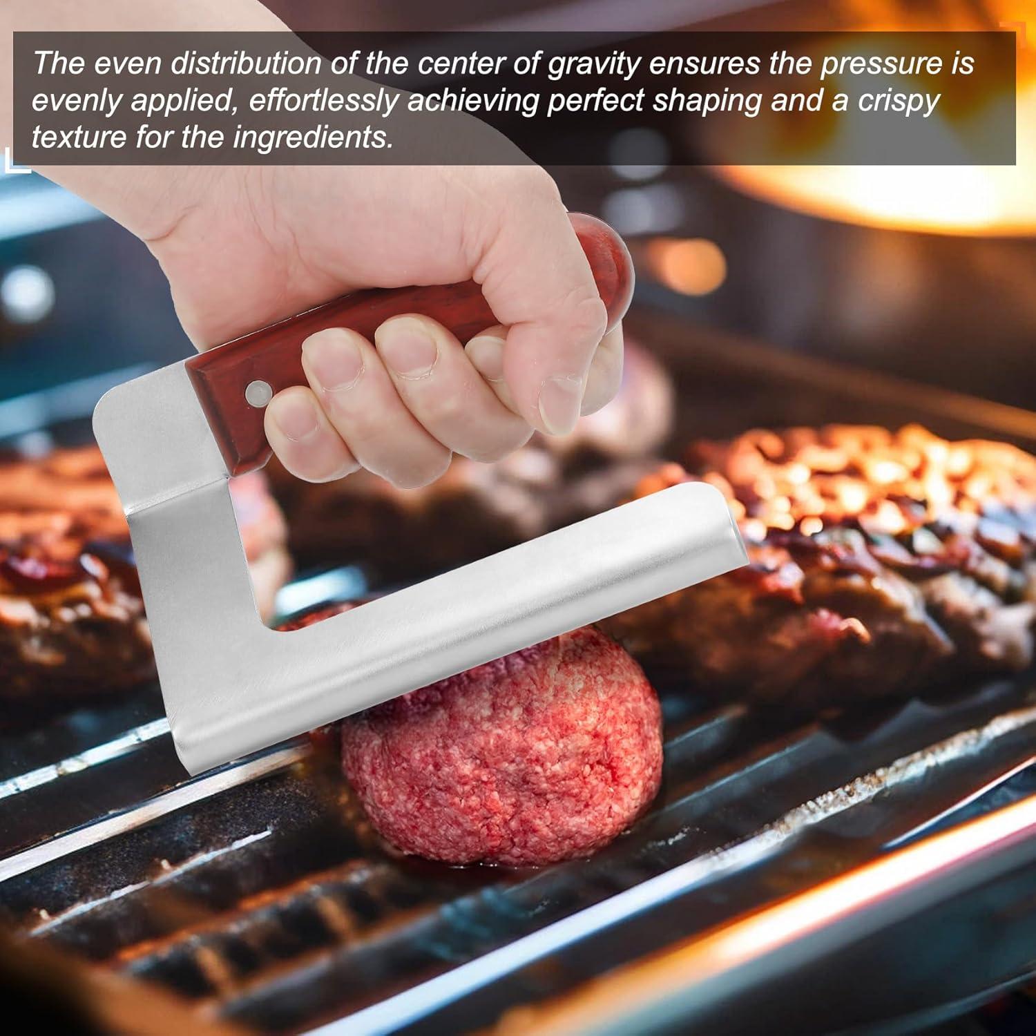 Prensa de Hamburguesas Acero Inoxidable Mango Madera 12.7 cm