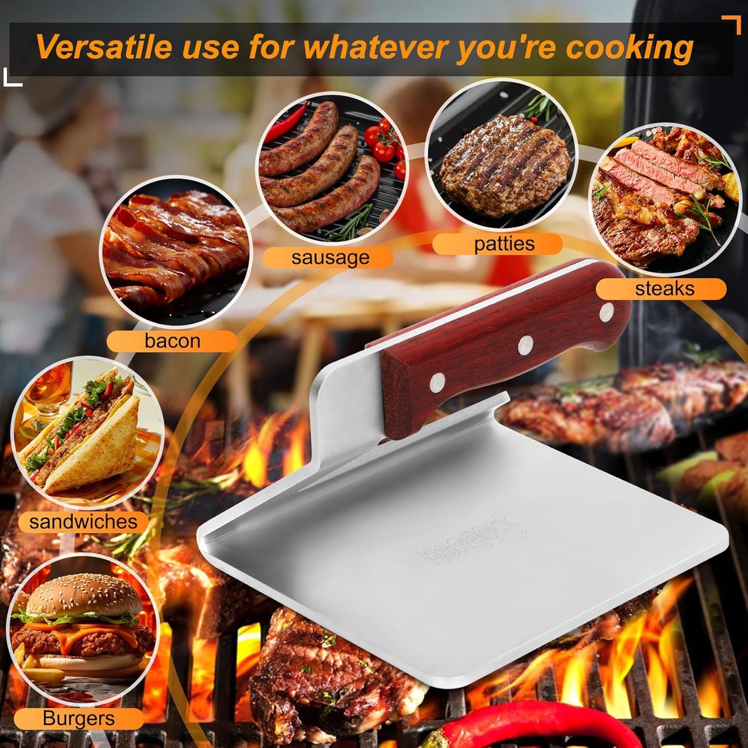 Prensa de Hamburguesas Acero Inoxidable Mango Madera 12.7 cm