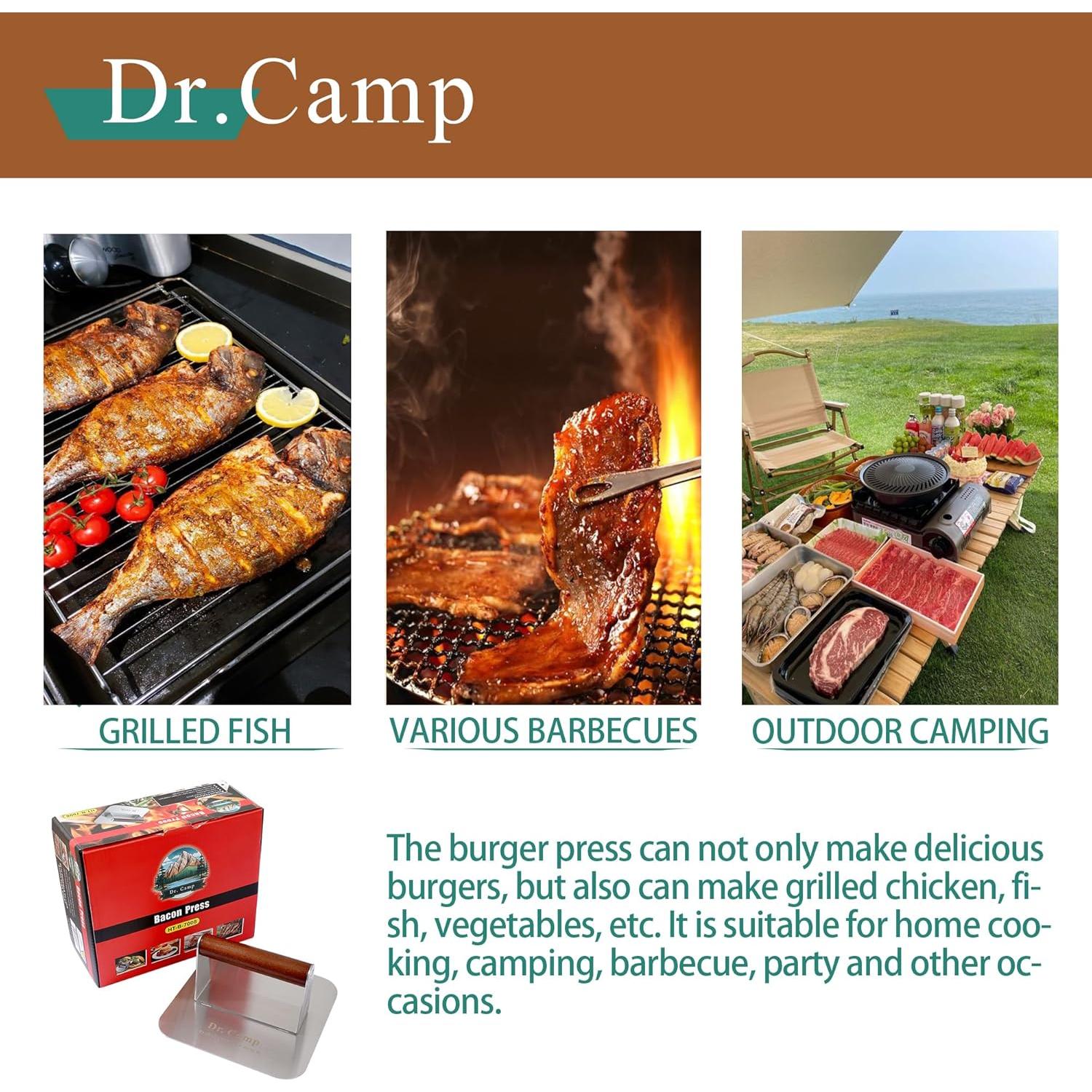 Prensa de Hamburguesas Acero Inoxidable 17.78 cm Ergonomica