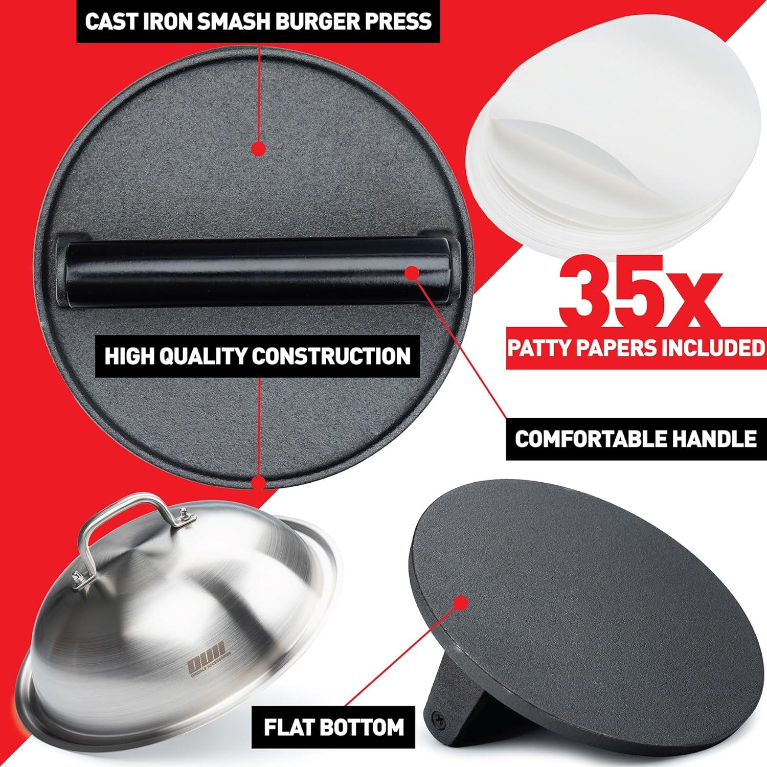 Kit de Prensa para Hamburguesas Smash OUII - Hierro Fundido 7"