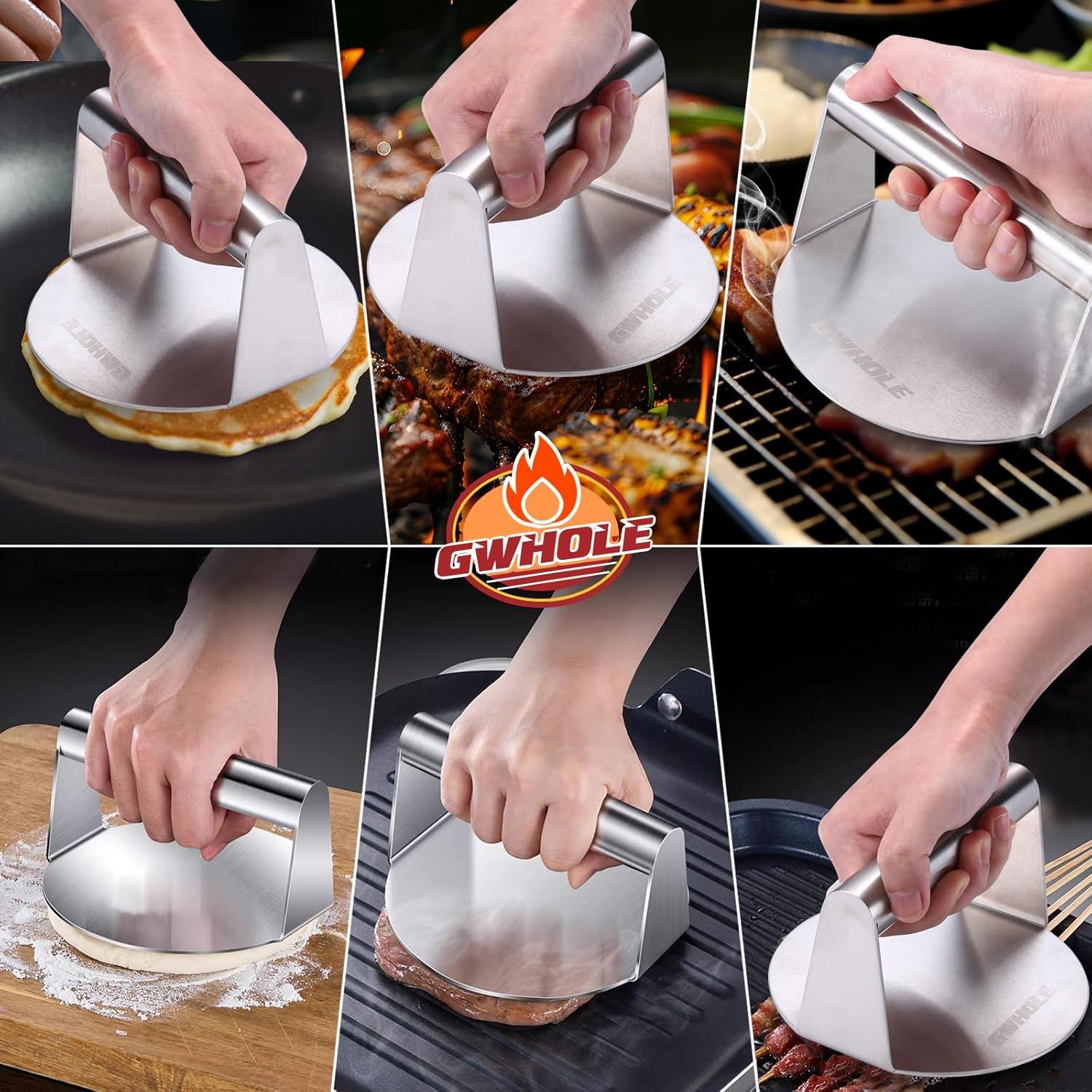 Prensa de Hamburguesas GWHOLE 13.97 cm Antiadherente Acero Inoxidable