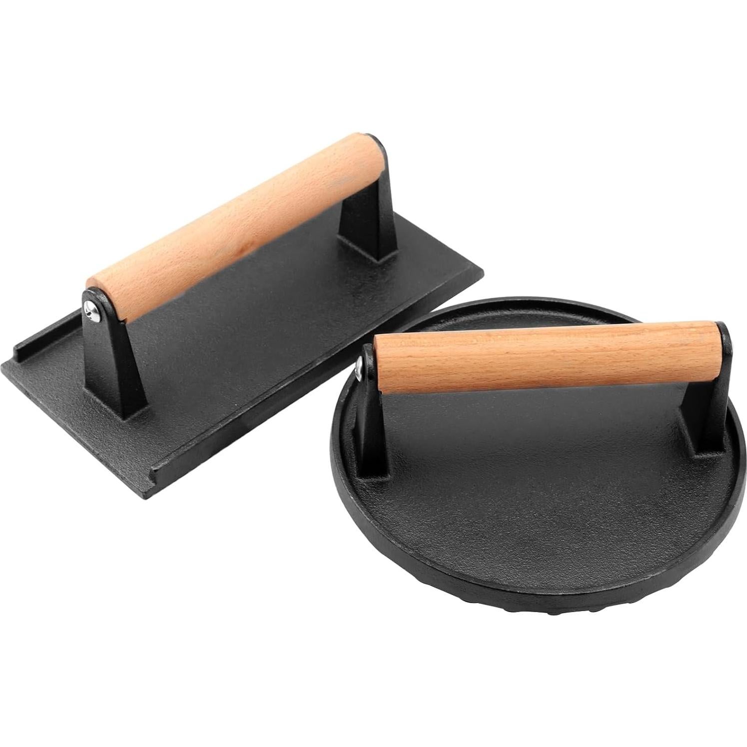 Prensa de Parrilla Hierro Fundido MOUYAT 2 Piezas 17.3 y 20.3 cm