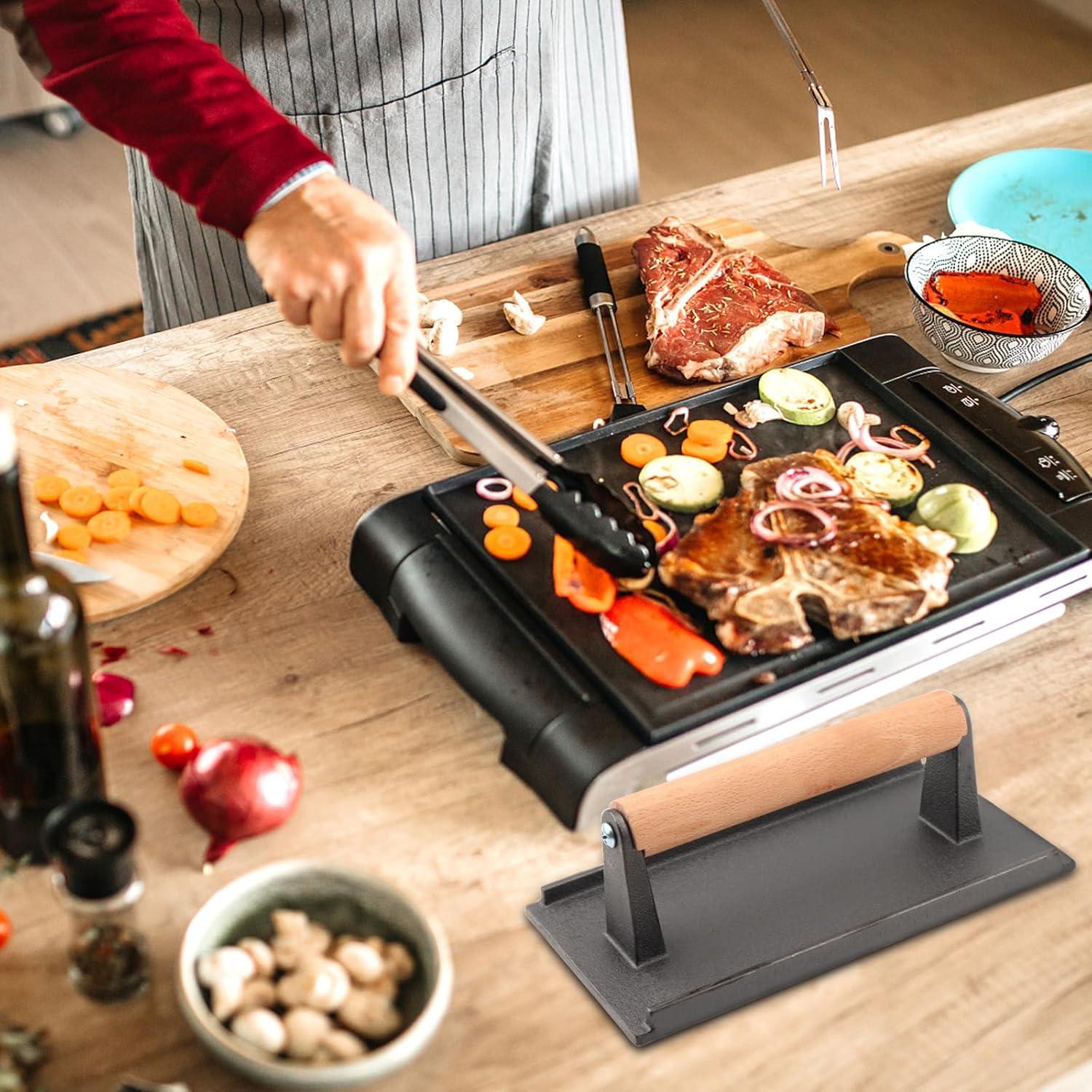 Prensa de Parrilla Hierro Fundido MOUYAT 2 Piezas 17.3 y 20.3 cm