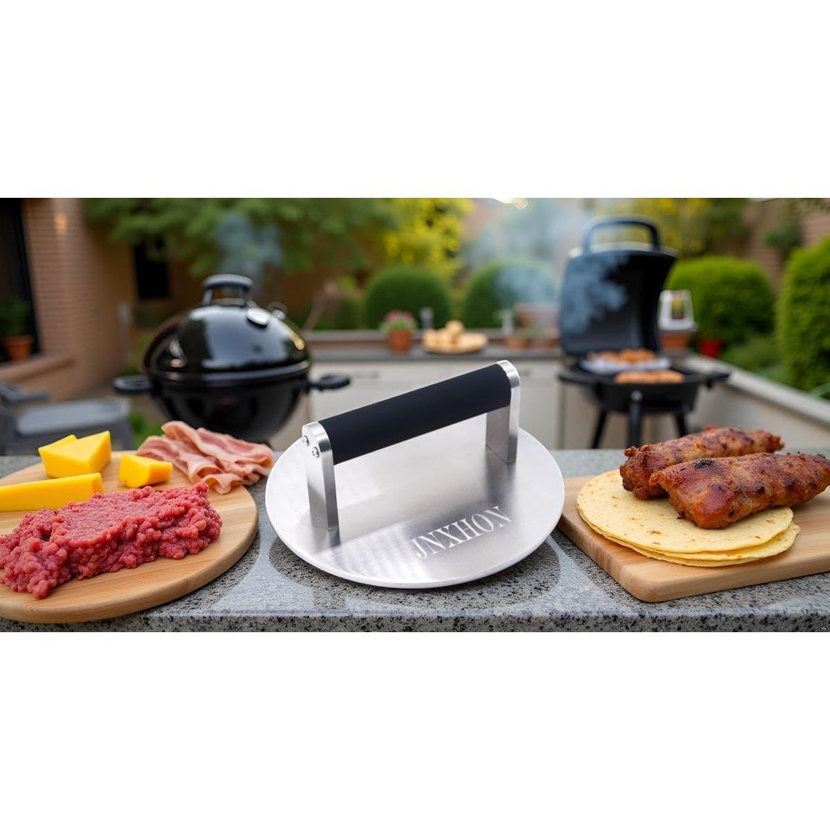 Prensador de Hamburguesas JNXHON de Acero Inoxidable 20.3 cm