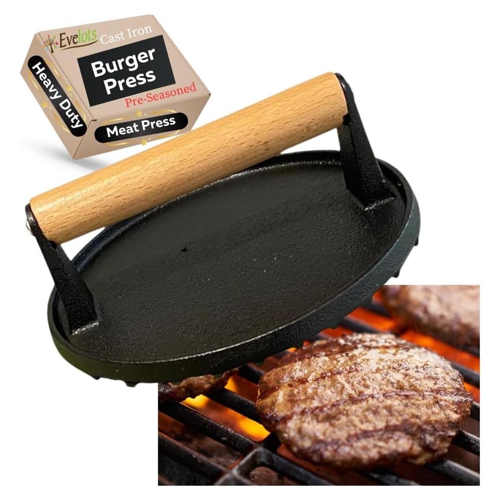 Prensa para Hamburguesas de Hierro Fundido Evelots 1.05 kg