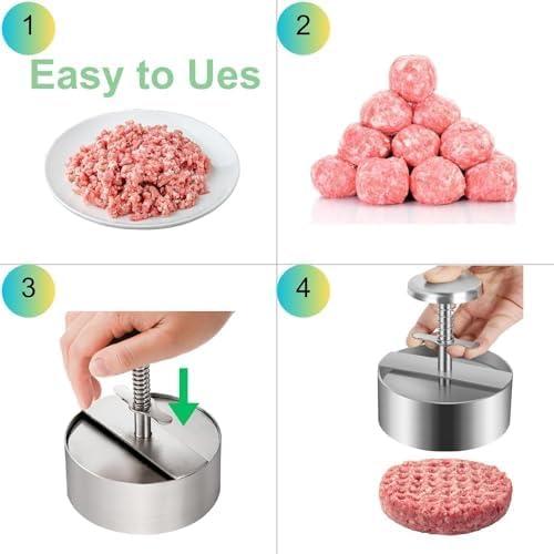 Prensa de Hamburguesas Ajustable Acero Inoxidable 11.43 cm