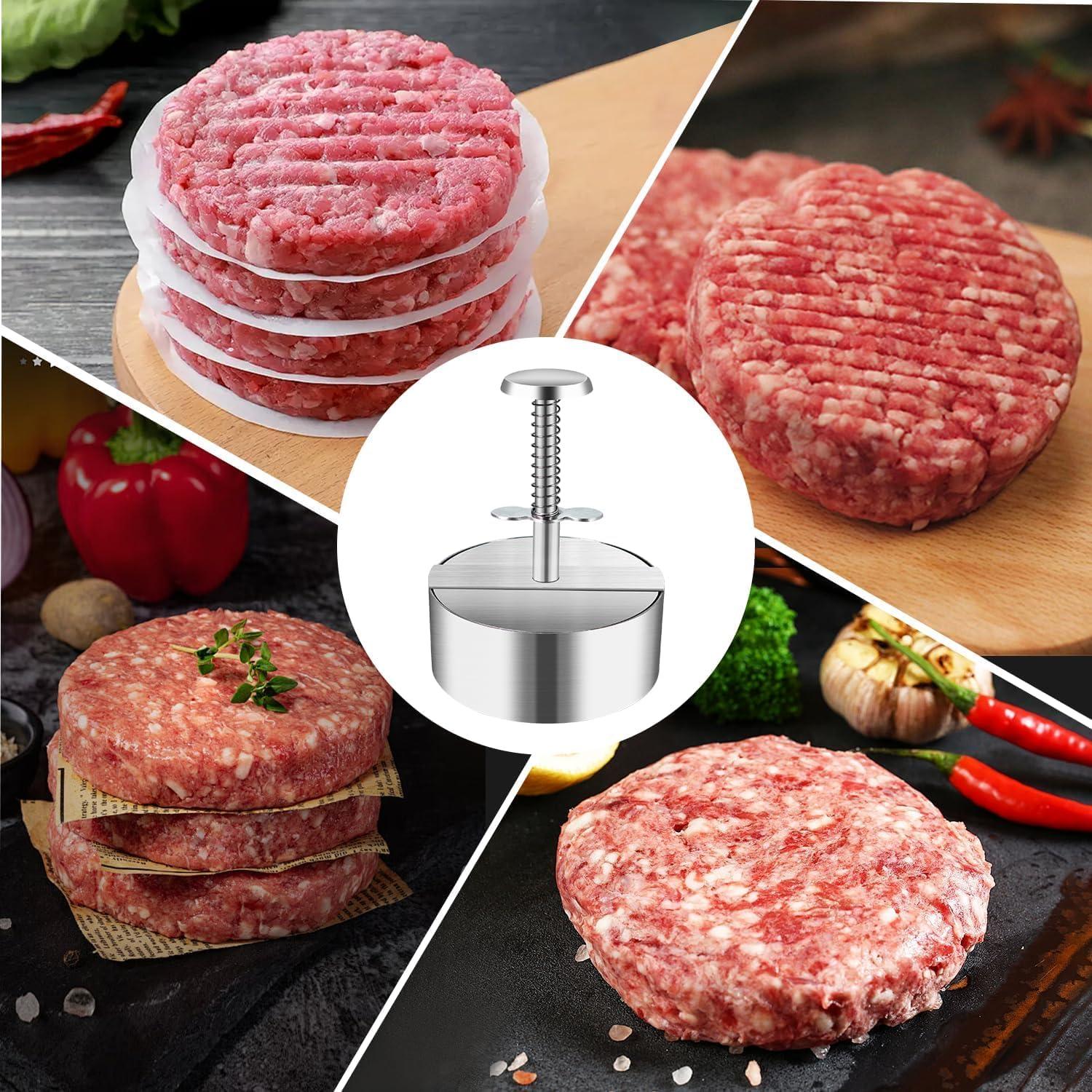 Prensa de Hamburguesas Ajustable Acero Inoxidable 11.43 cm