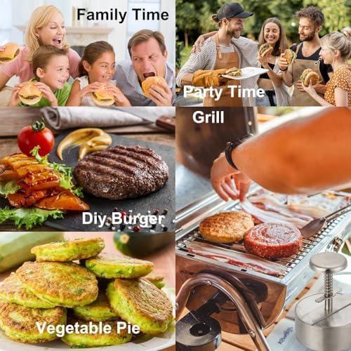 Prensa de Hamburguesas Ajustable Acero Inoxidable 11.43 cm