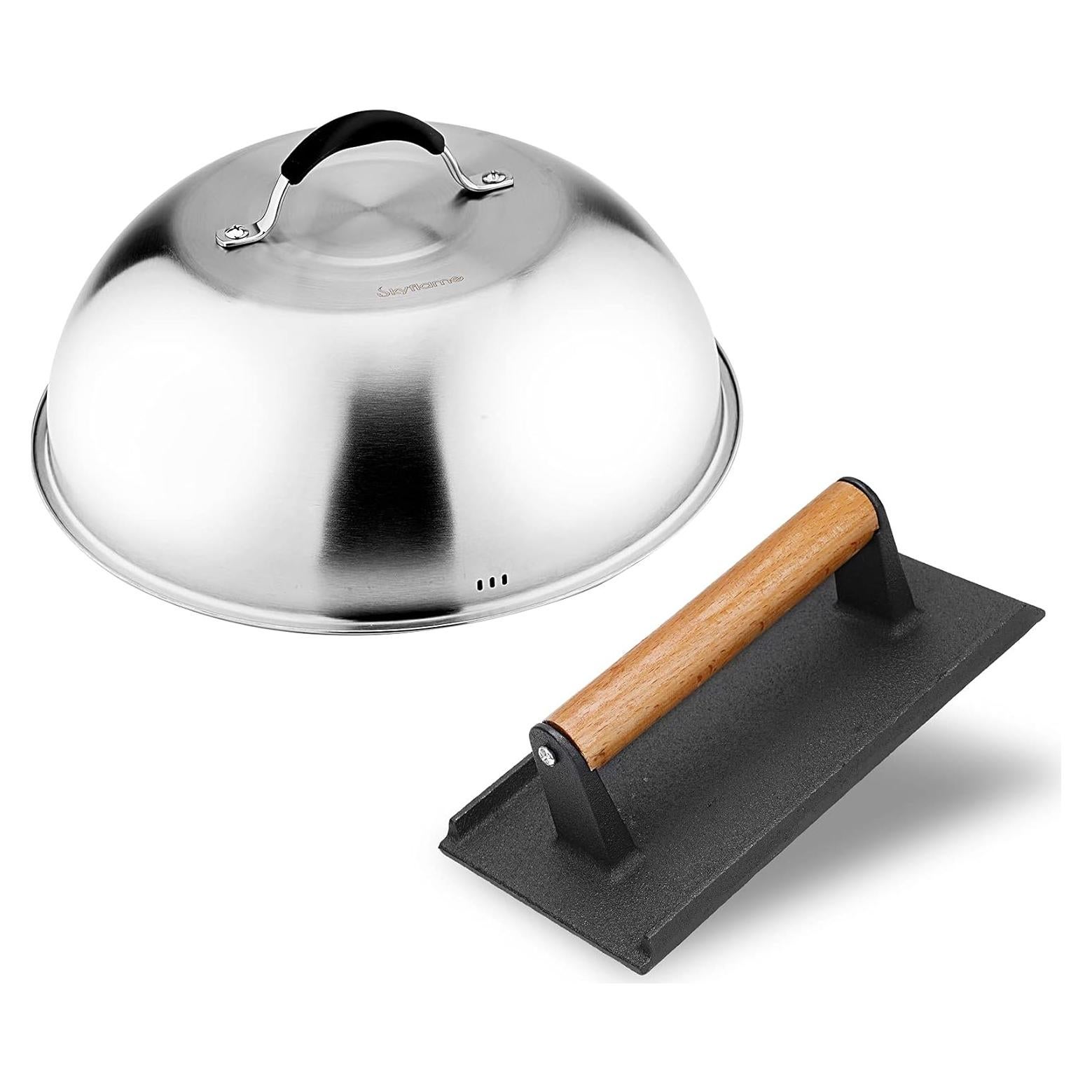Set de 2 Accesorios para Parrilla Skyflame - Domo 30.48 cm y Prensa 20.83 cm