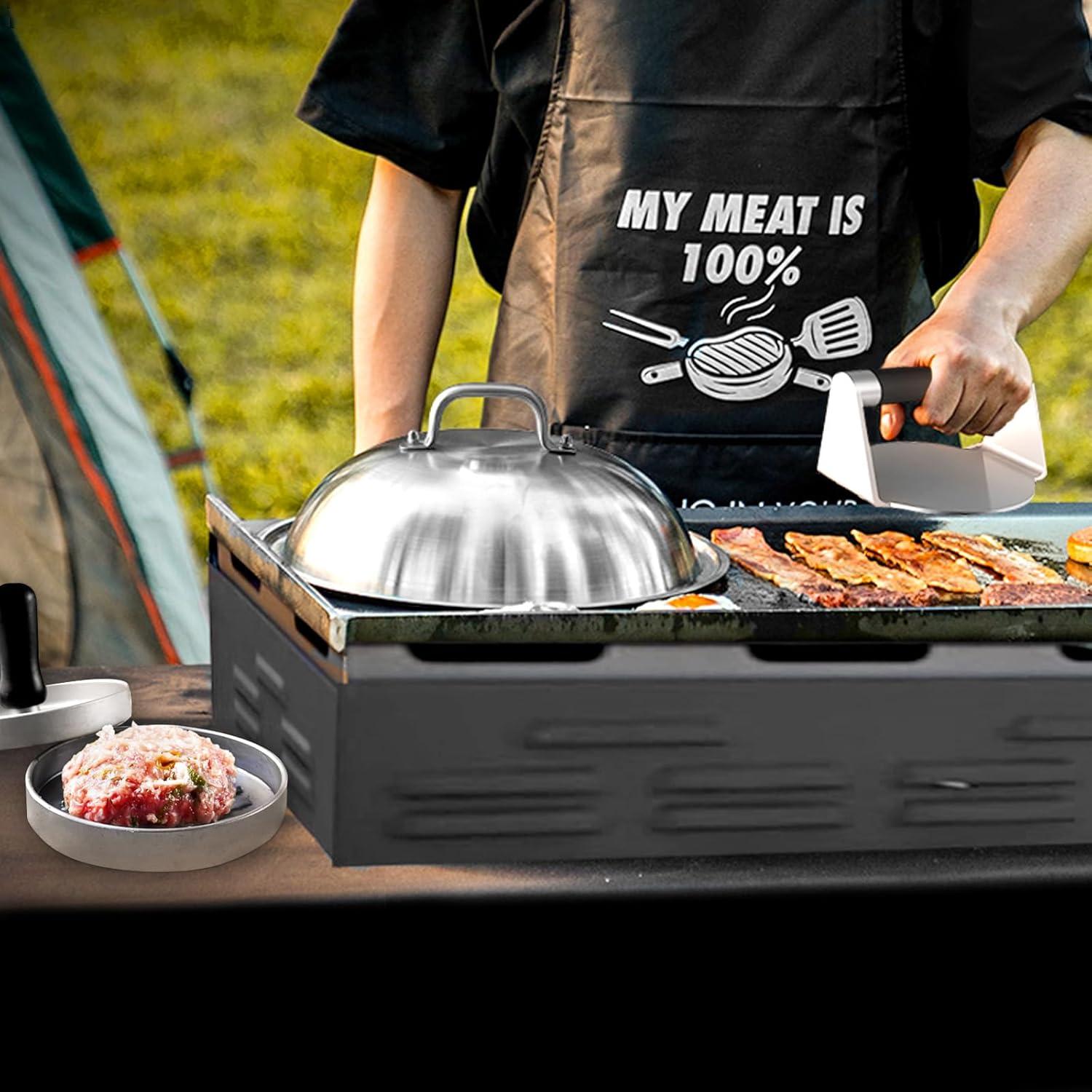 Kit de Prensa de Hamburguesas y Domo Derretidor YIYUE 22.86 cm