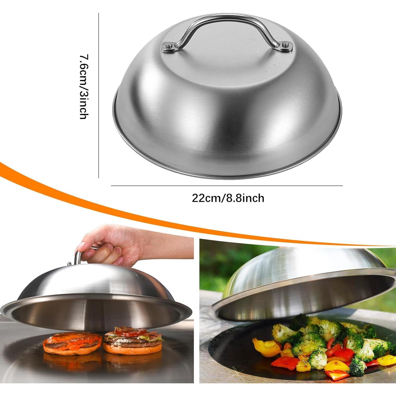 Kit de Prensa de Hamburguesas y Domo Derretidor YIYUE 22.86 cm