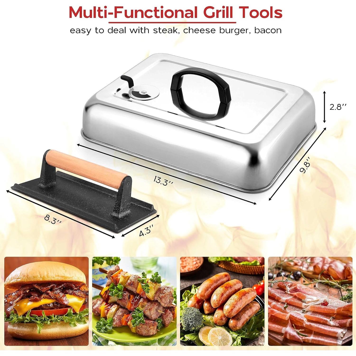 Conjunto Tapa Derretidora y Prensa Hamburguesas Onader