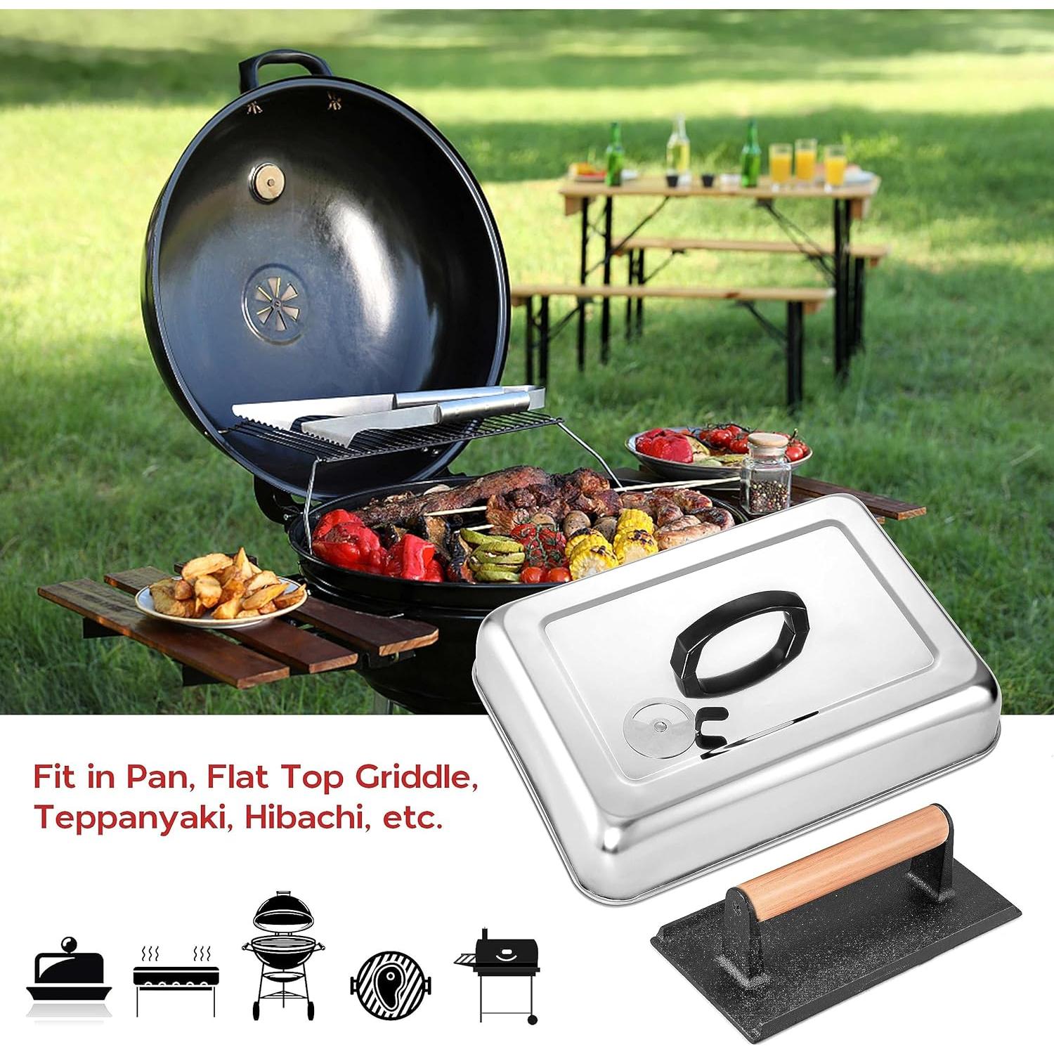 Conjunto Tapa Derretidora y Prensa Hamburguesas Onader