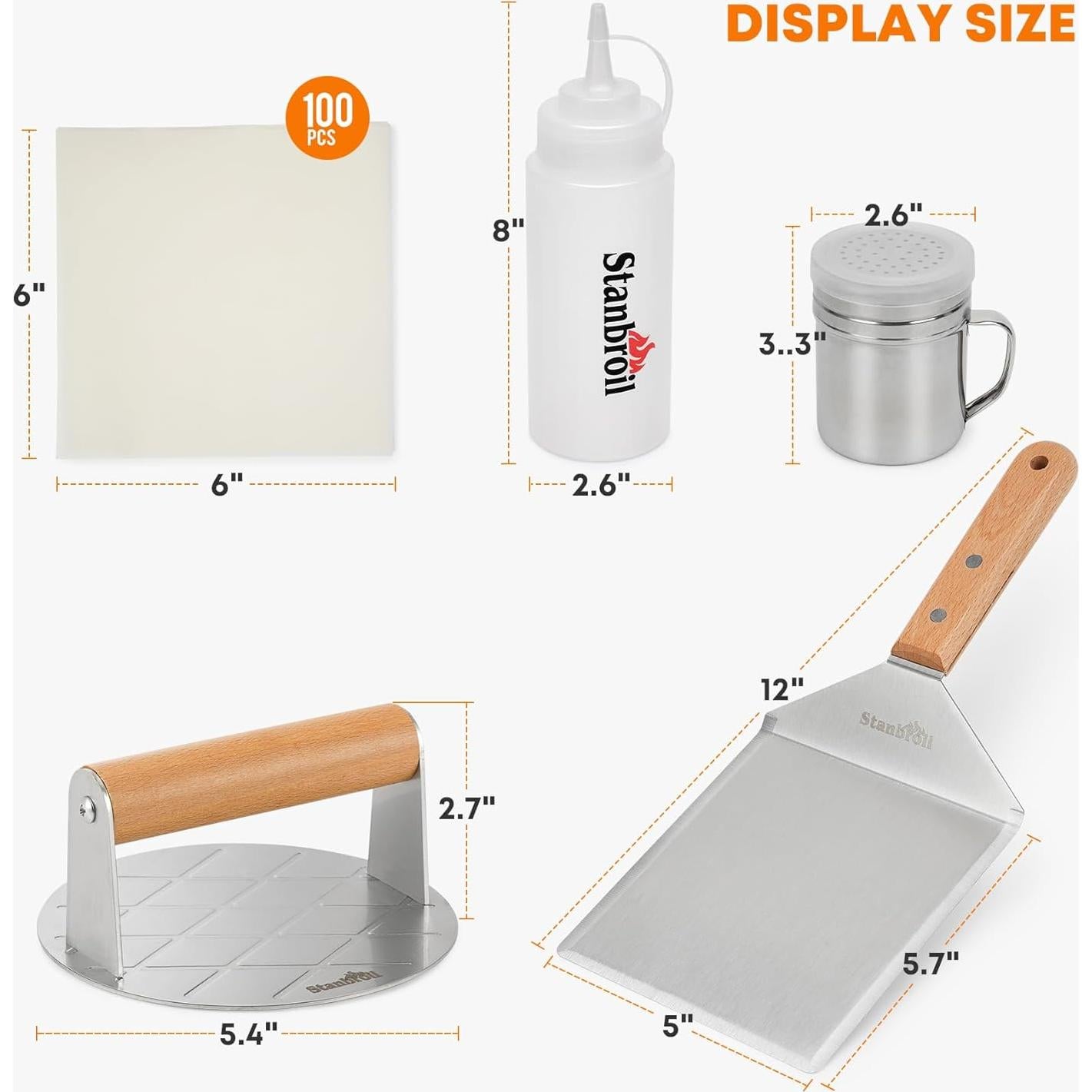 Kit de Prensa para Hamburguesas Stanbroil 5 Piezas Acero Inoxidable