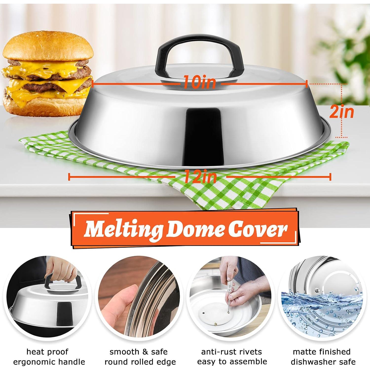 Domo de Derretir Queso 30.48 cm + Prensa Hierro Fundido 17.78 cm HaSteeL