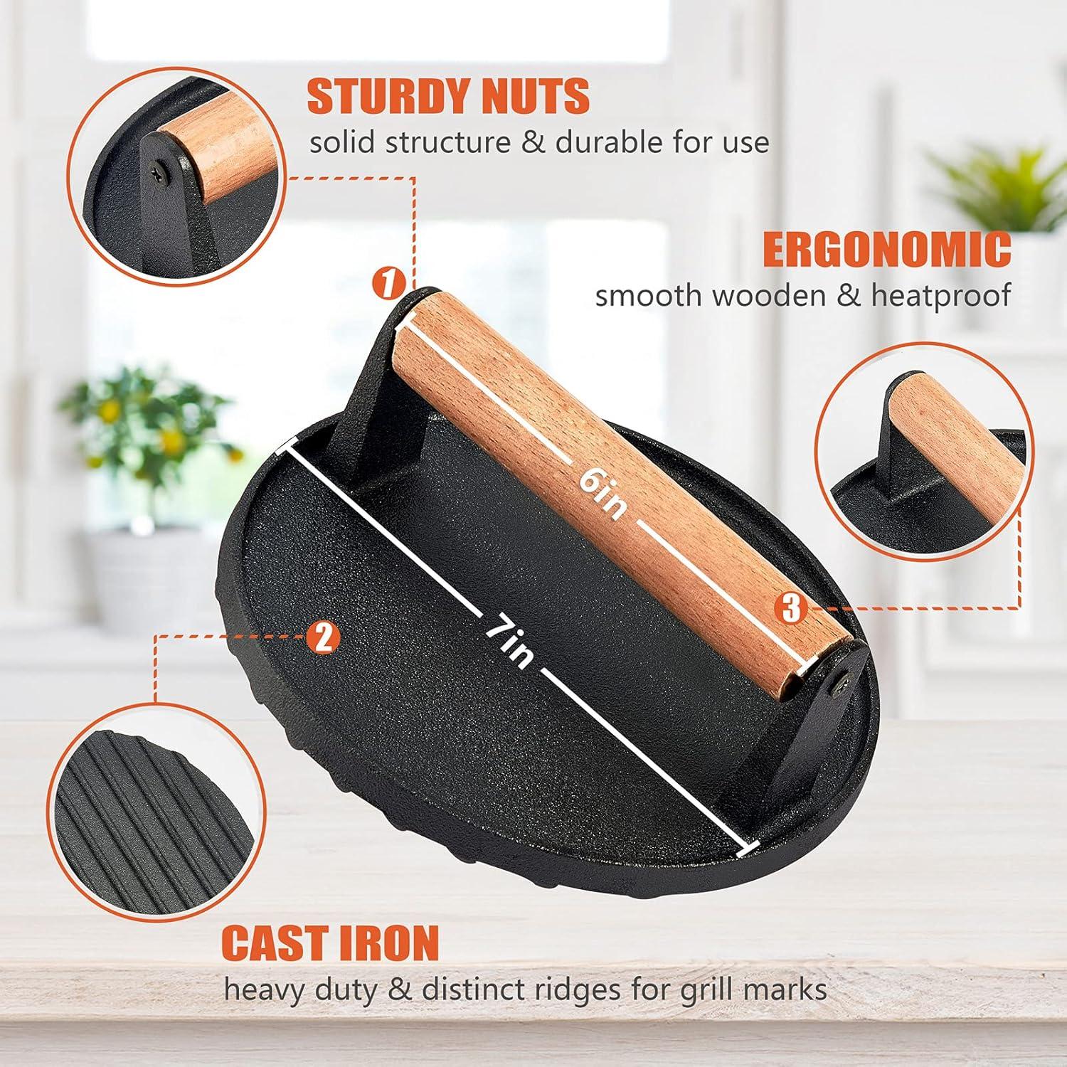 Domo de Derretir Queso 30.48 cm + Prensa Hierro Fundido 17.78 cm HaSteeL