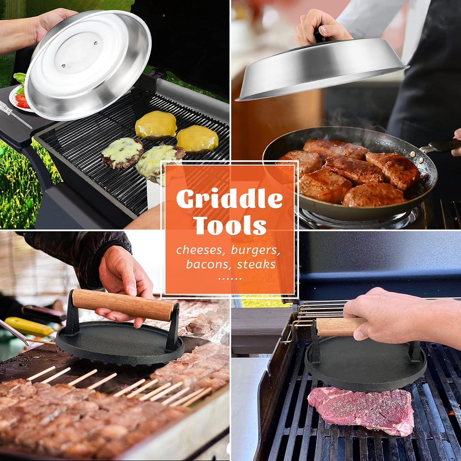 Domo de Derretir Queso 30.48 cm + Prensa Hierro Fundido 17.78 cm HaSteeL