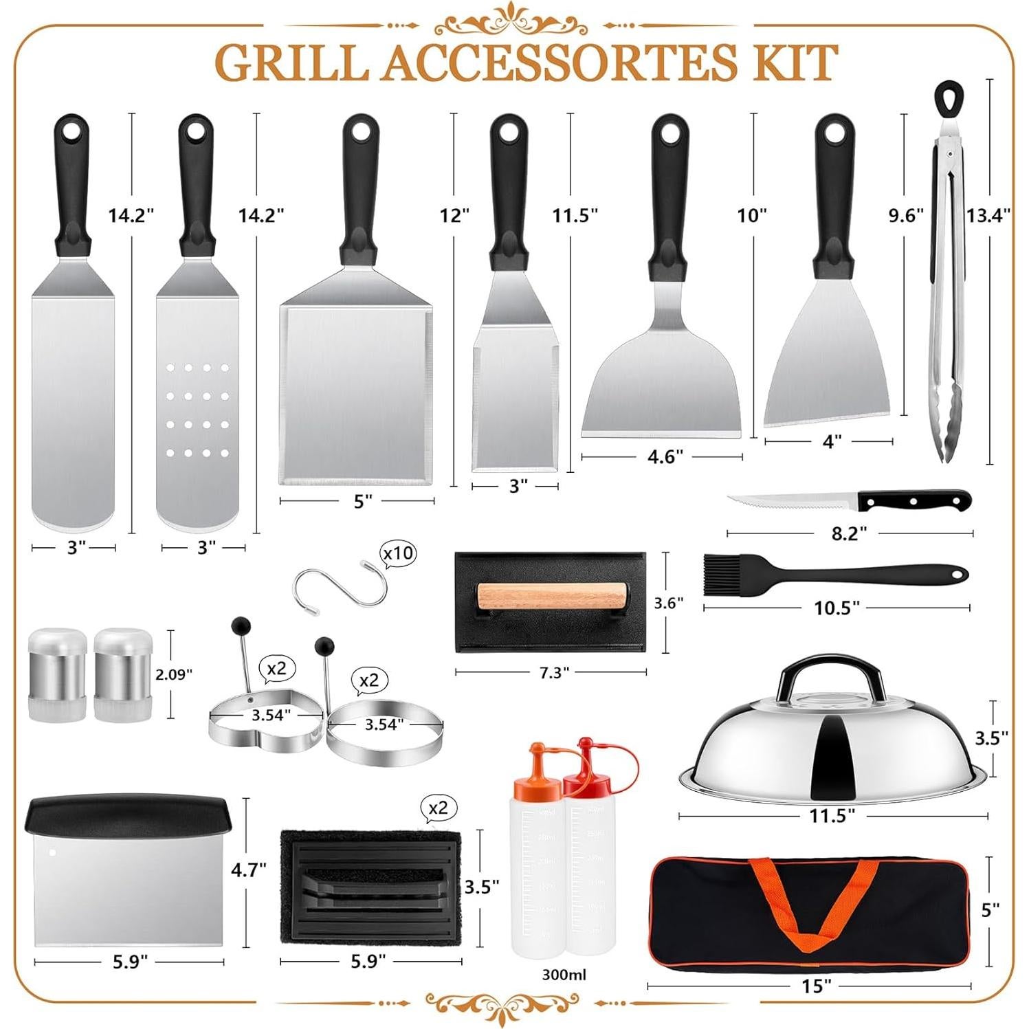 Kit de Accesorios para Parrilla Leonyo 35 Piezas Profesional