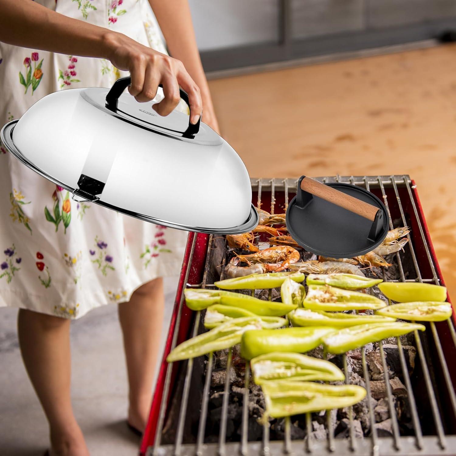 Kit de Accesorios para Plancha Blackstone - Prensa de Hamburguesa y Cúpula