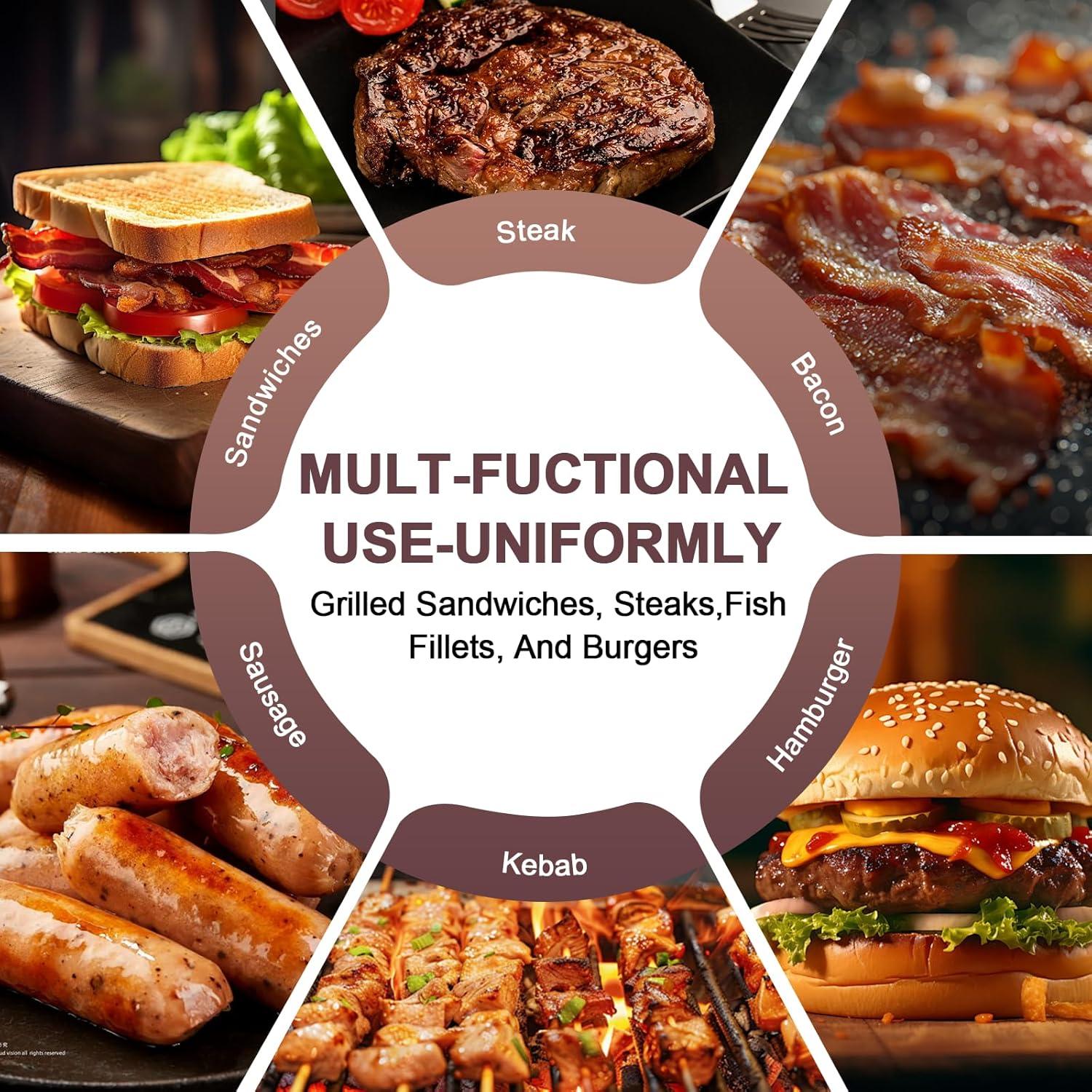 Prensa para Hamburguesas Whaleme 8.5" Acero Inoxidable Antiadherente